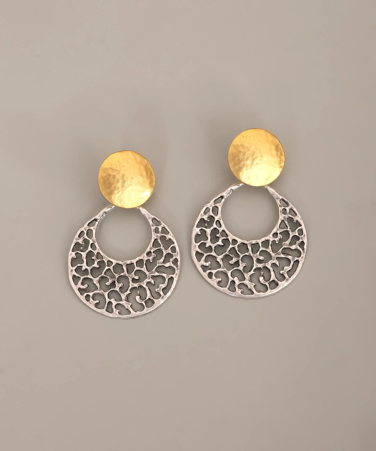 Two-Tone Filigree Hoop Earrings