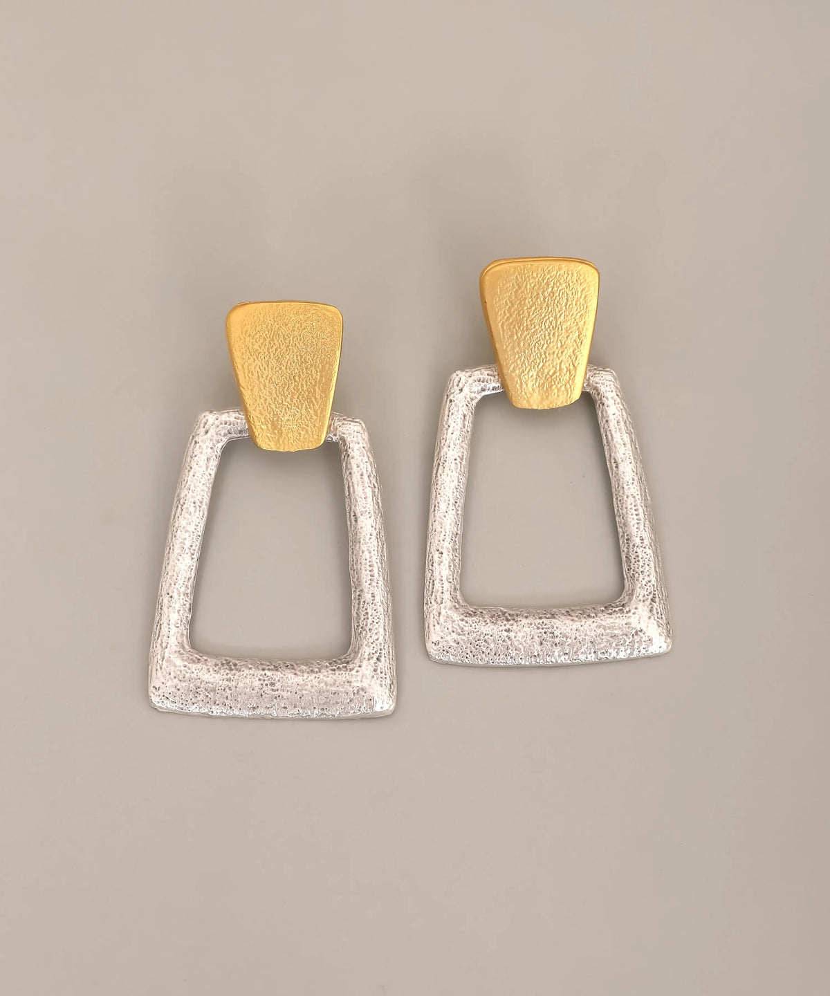 Two-Tone Geometric Frame Earrings