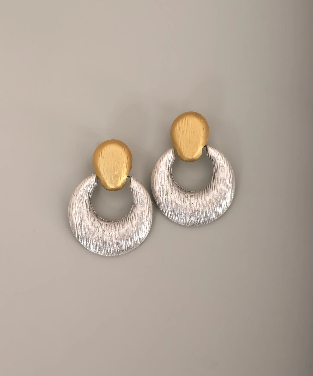 Two-Tone Textured Hoop Earrings