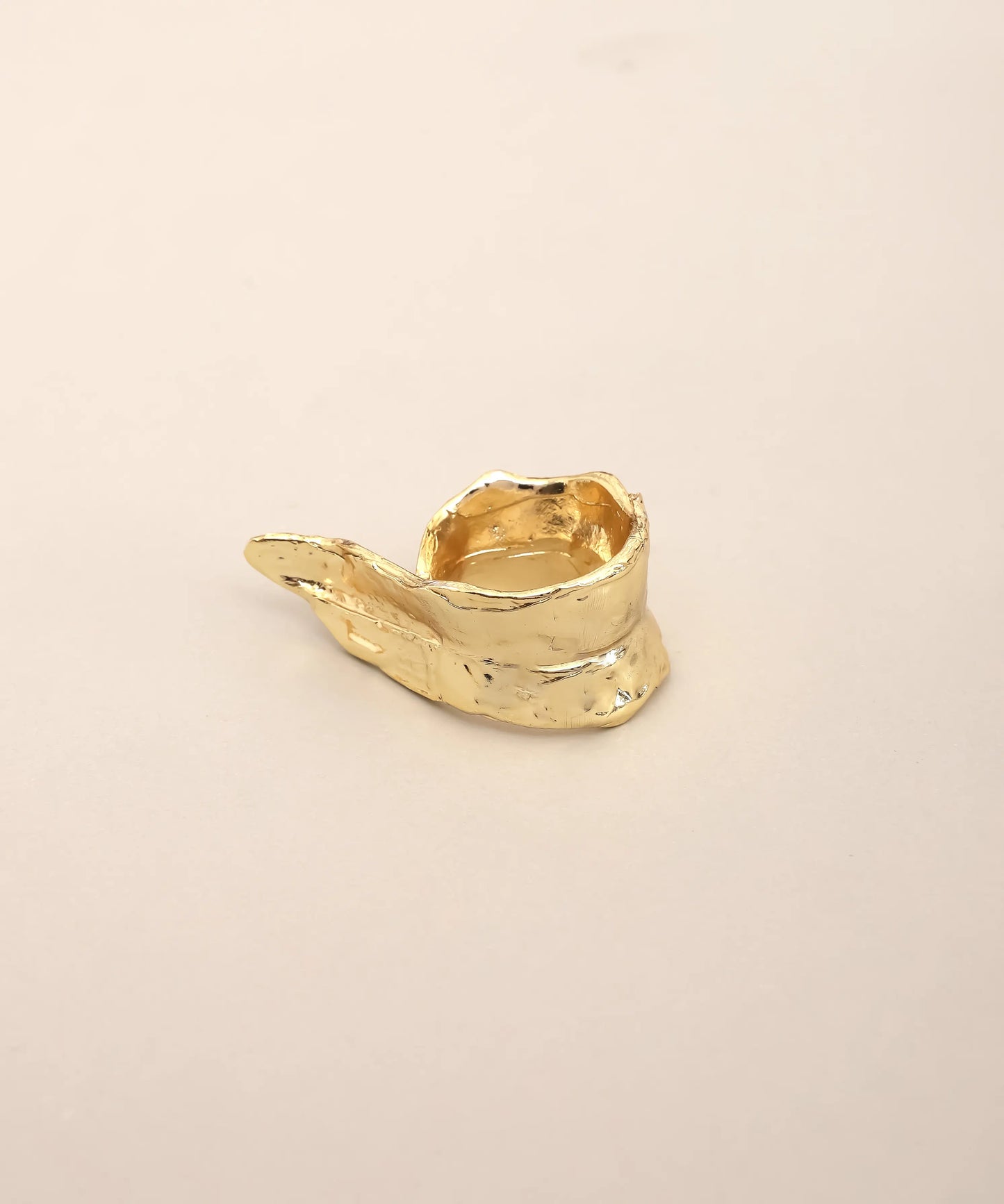Gold Plated Organic Wrap Cuff Ring Adjustable