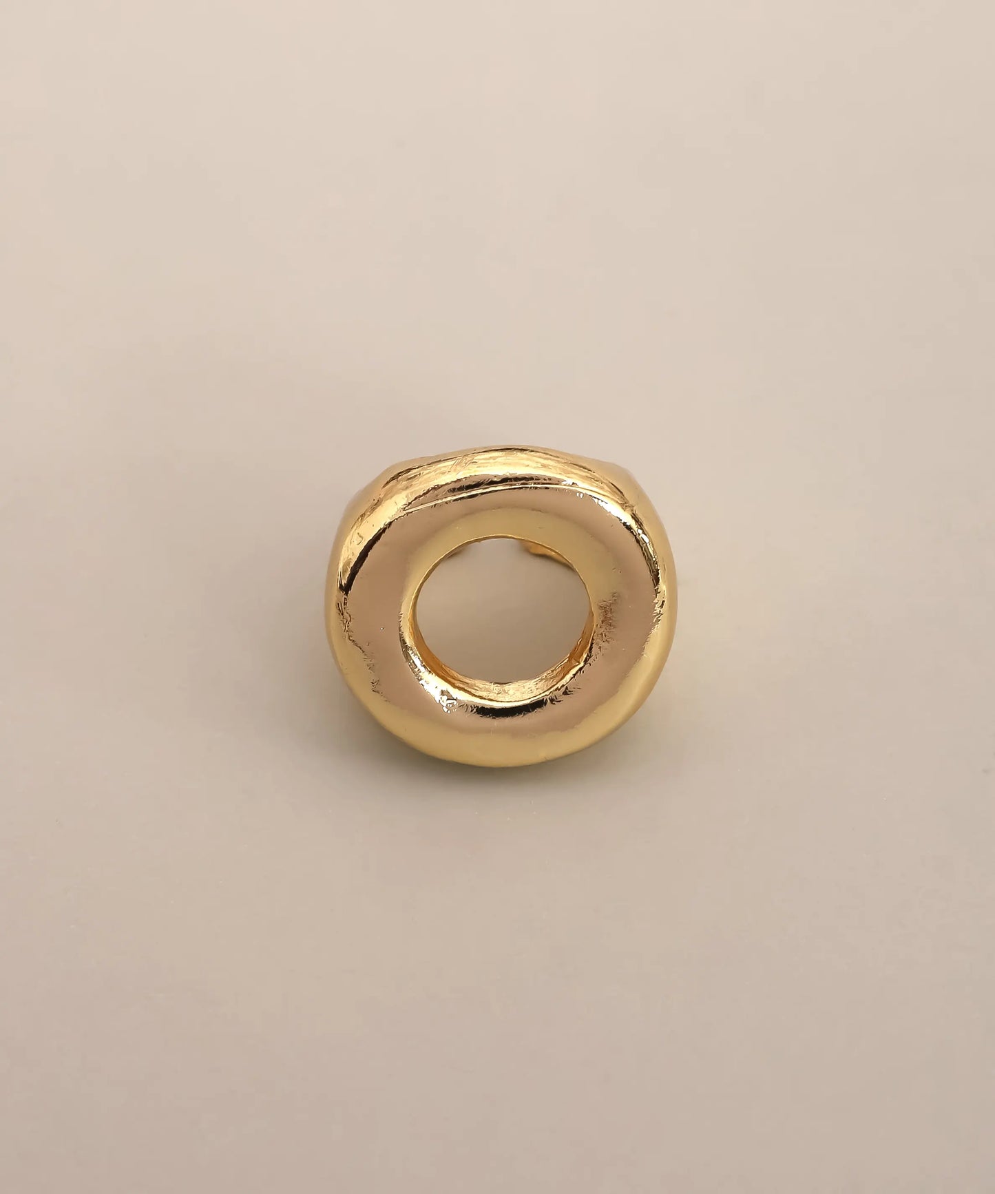 Gold Plated Minimal Circle Statement Ring Adjustable
