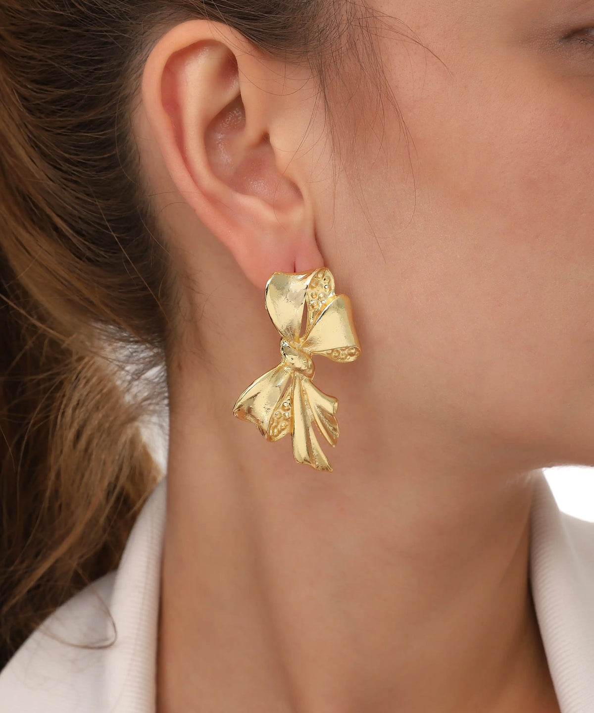 Gold Bow Statement Earrings