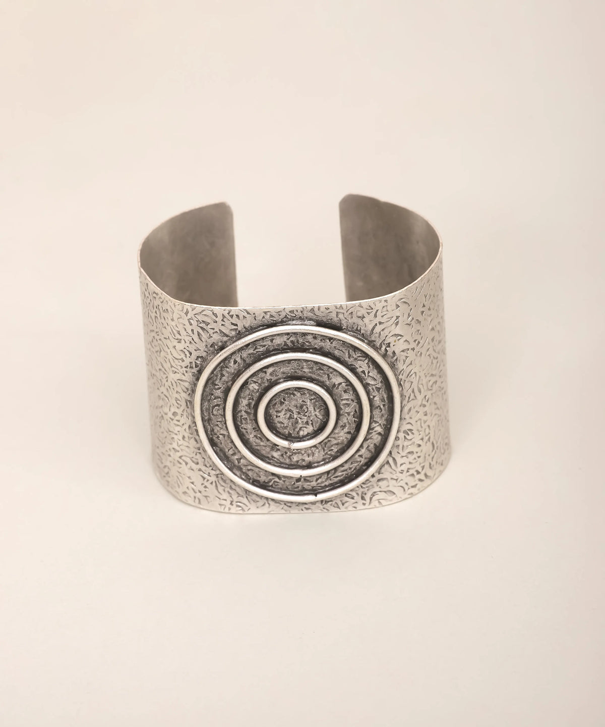 Silver Etched Concentric Circle Cuff Bracelet