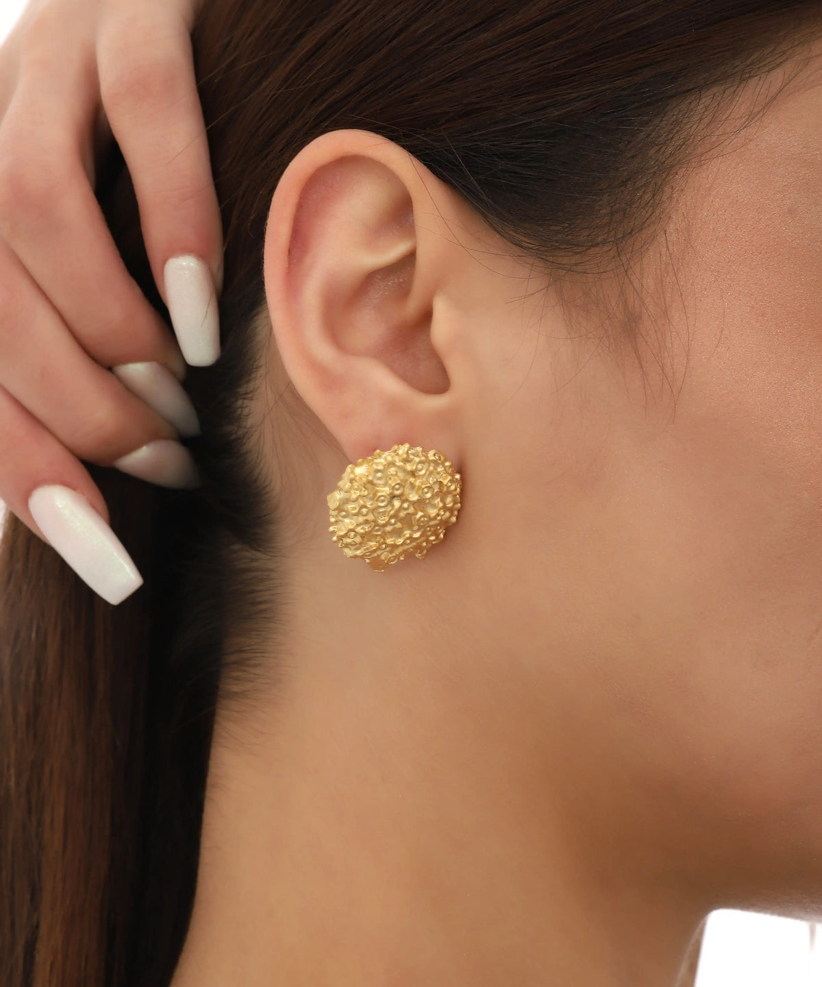 Gold Organic Texture Cluster Stud Earrings