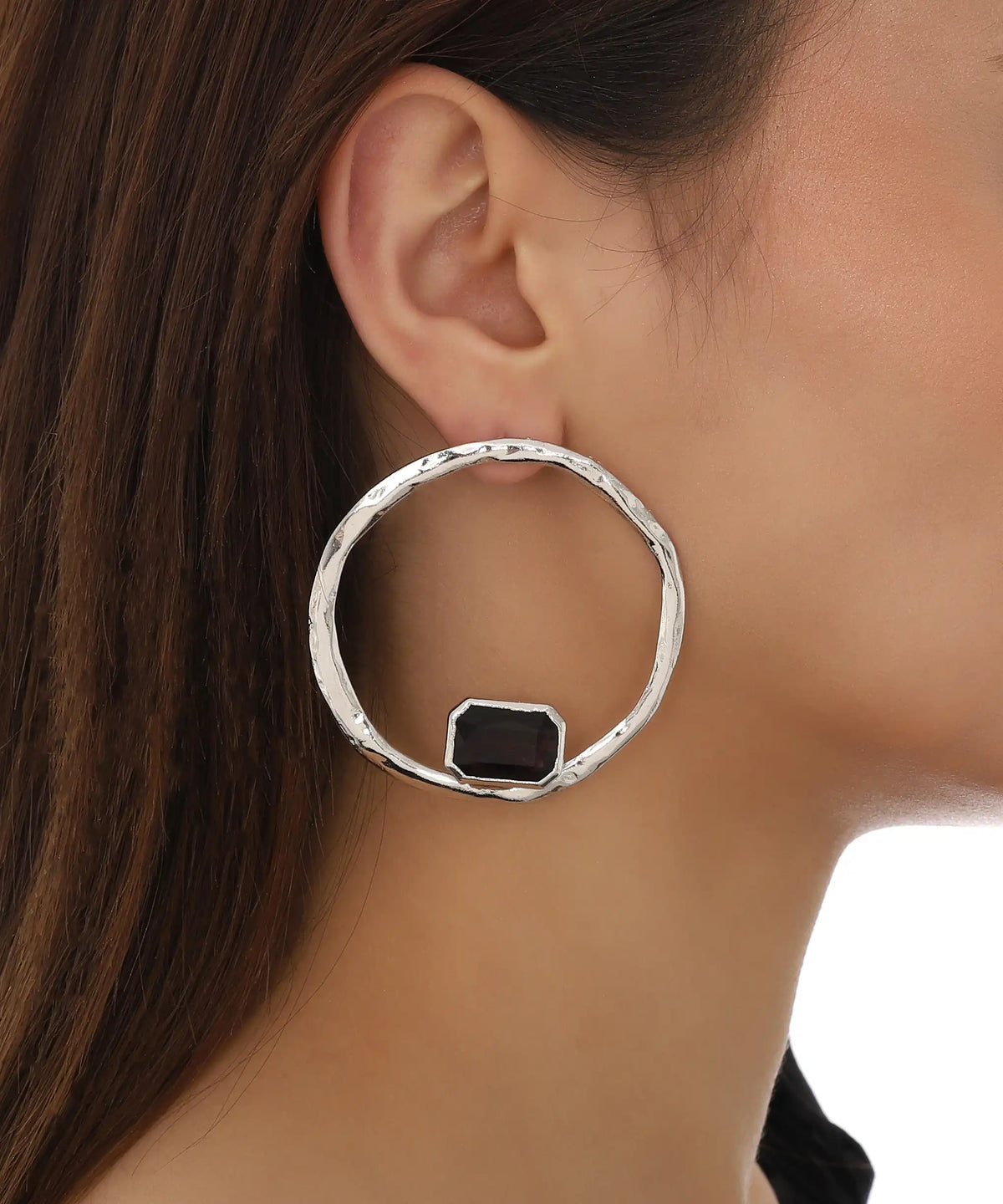 Onyx Halo Circle Statement Earrings