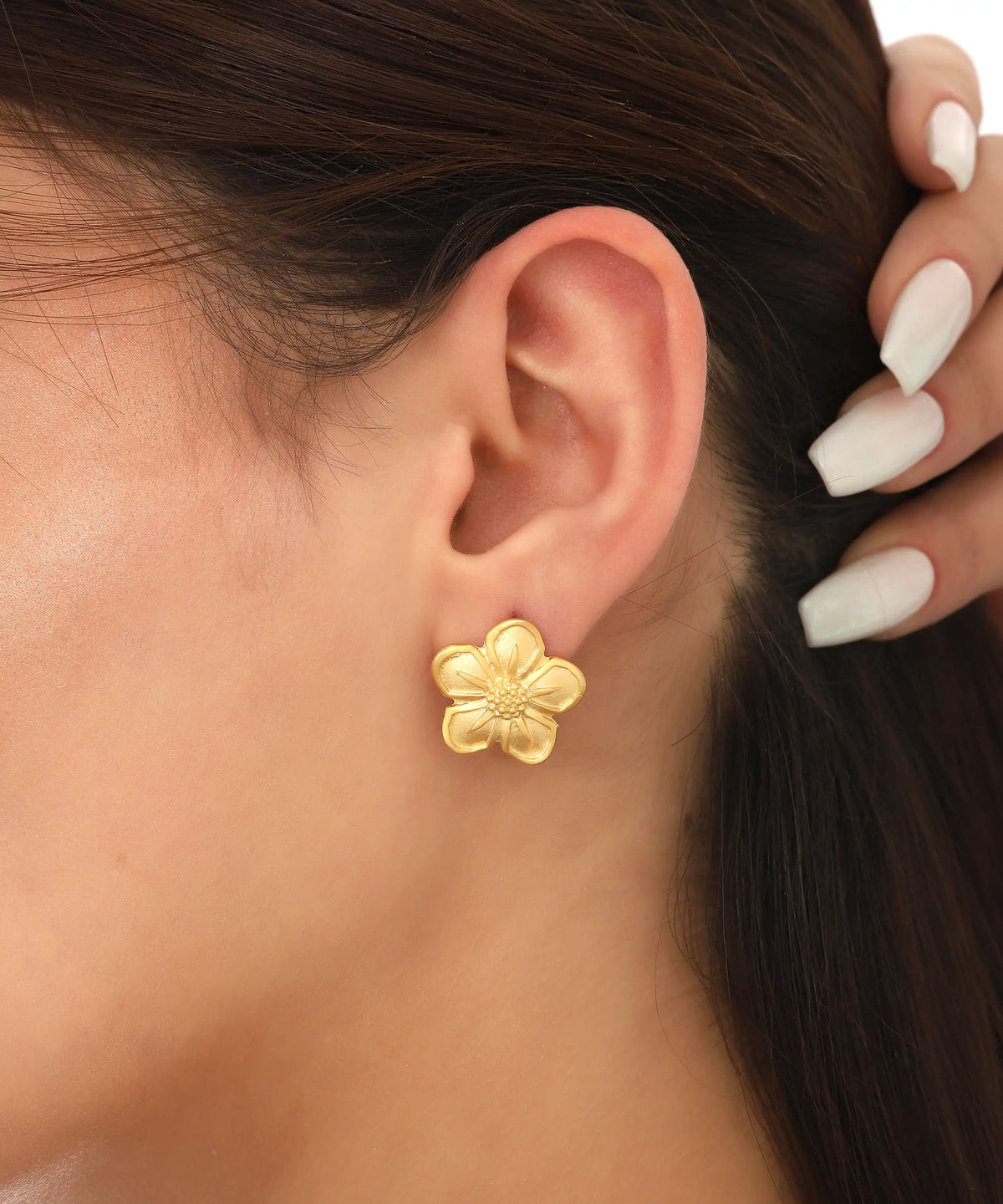 Golden Blossom Flower Stud Earrings