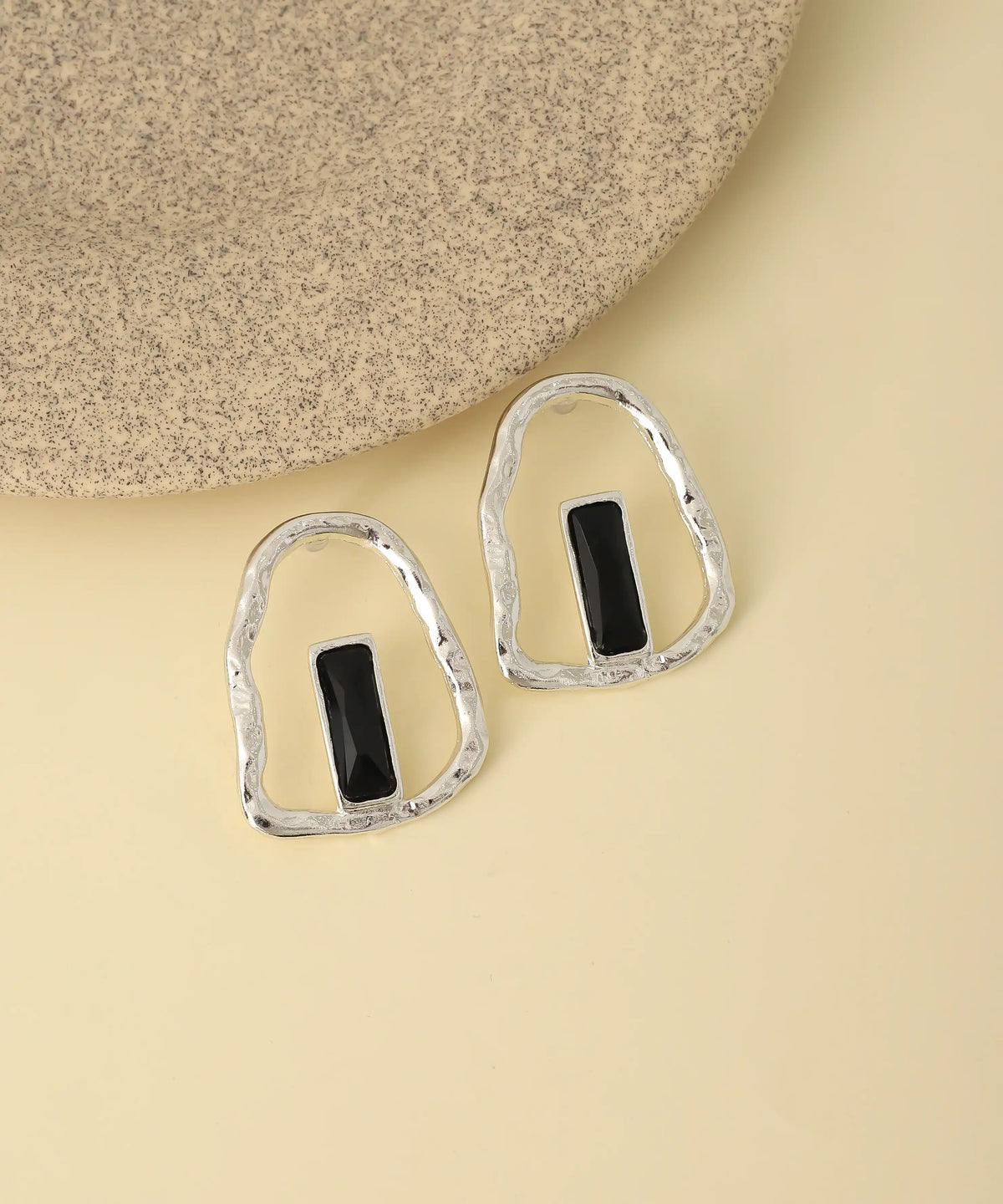 Minimalist Black Geometric Open Frame Earrings