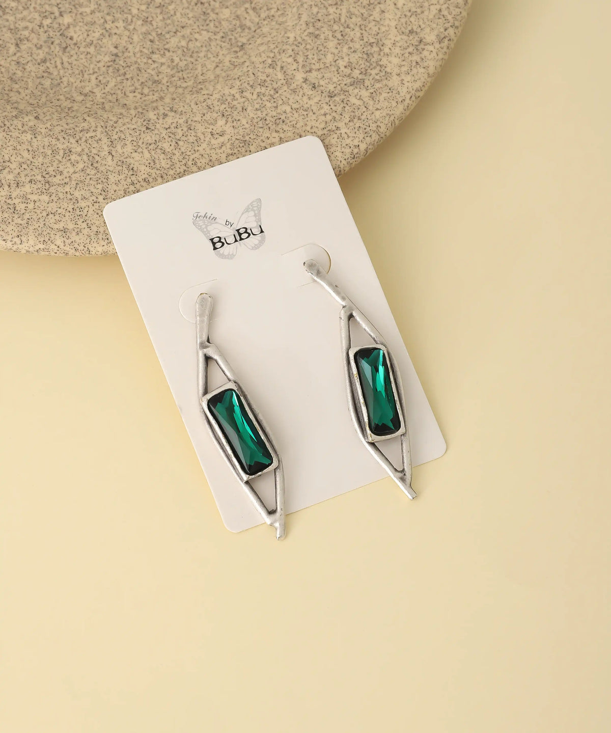 Vintage Green Artisan Dangle Earrings