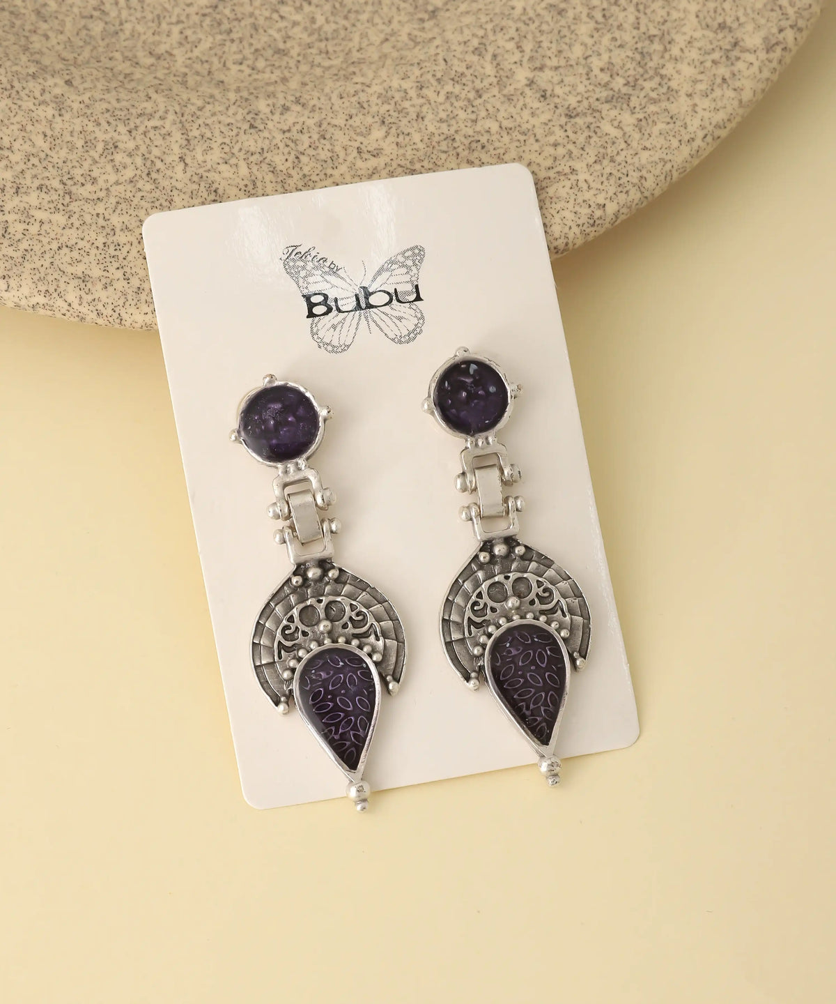Vintage Purple Boho Drop Earrings