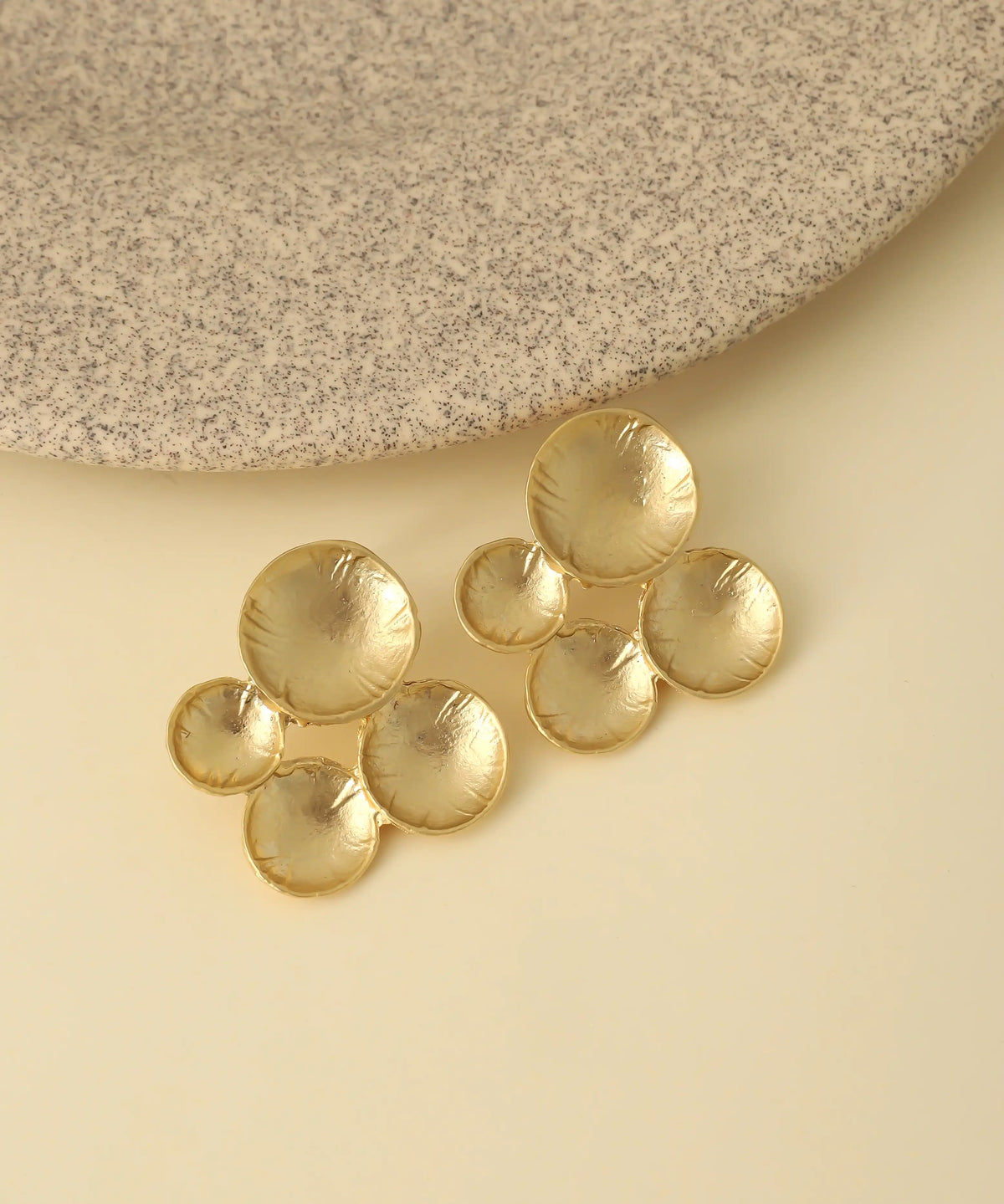 Gold Organic Disc Earrings