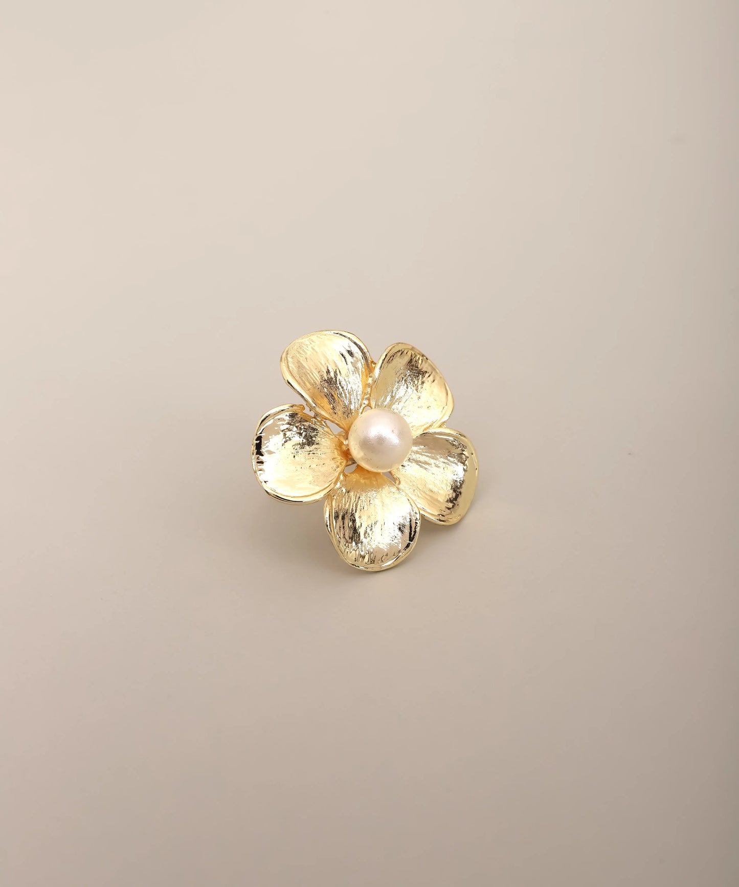 Gold Pearl Flower Ring