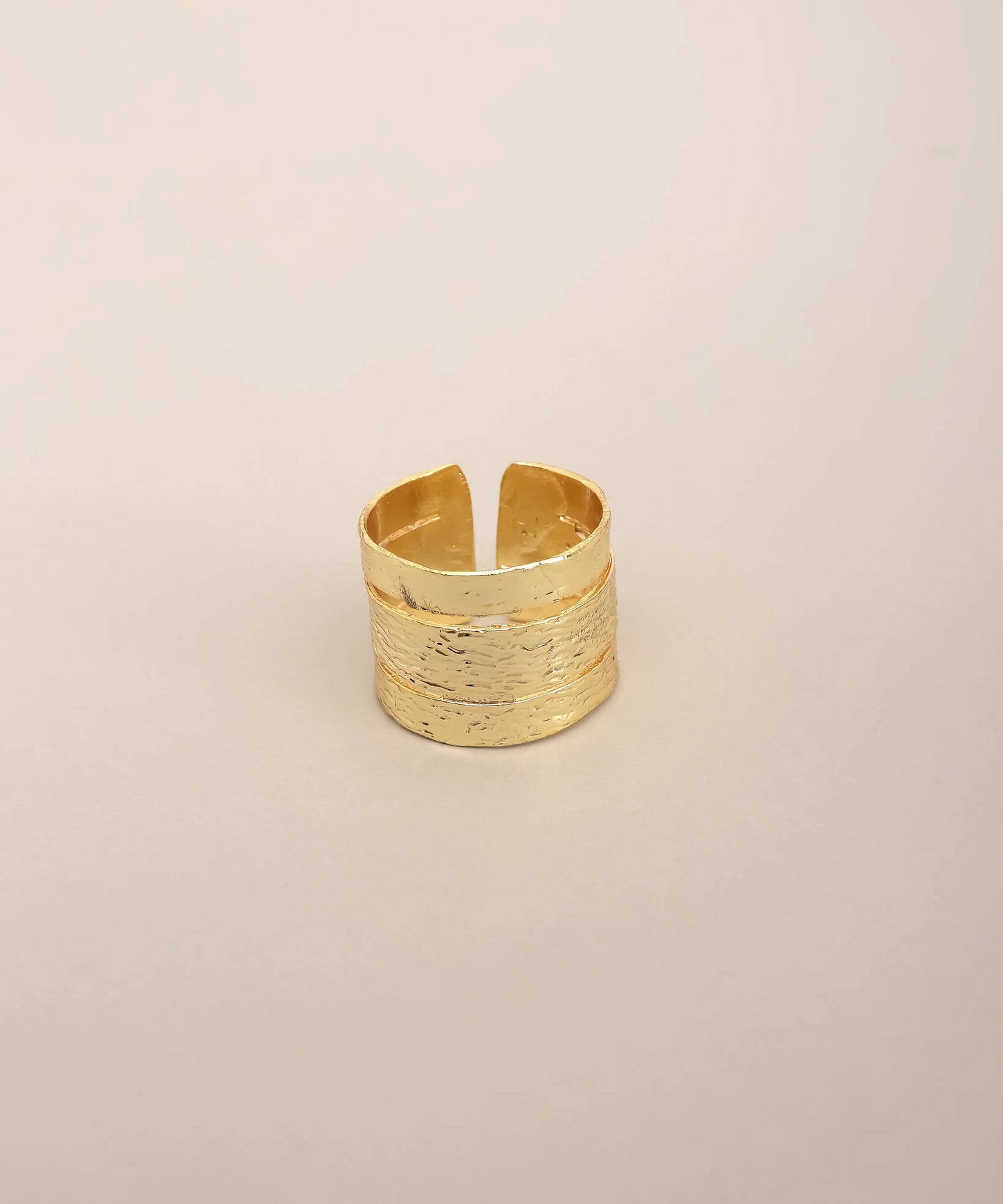 Gold Wide Textured Band Ring