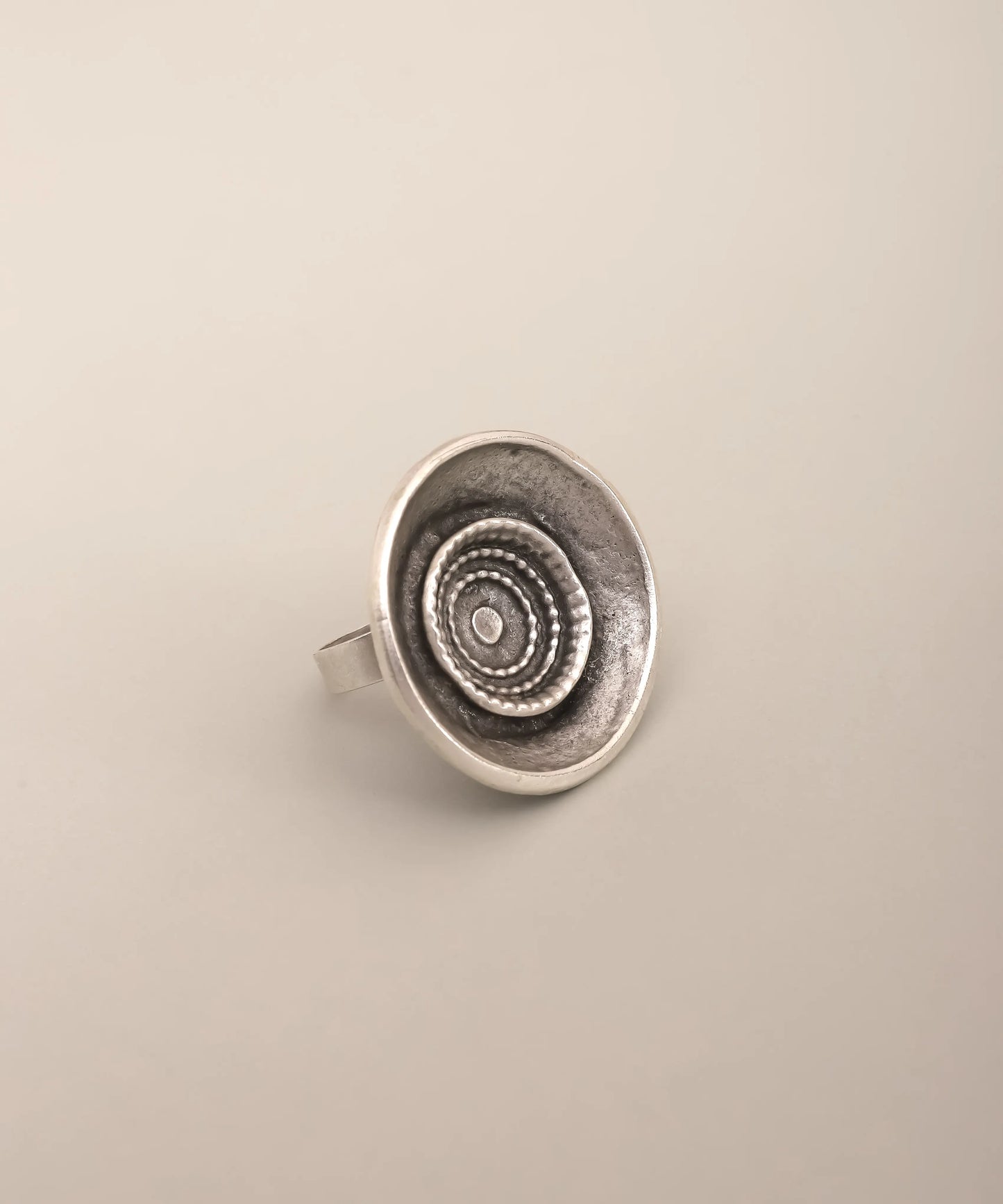 Silver Spiral Textured Statement Ring