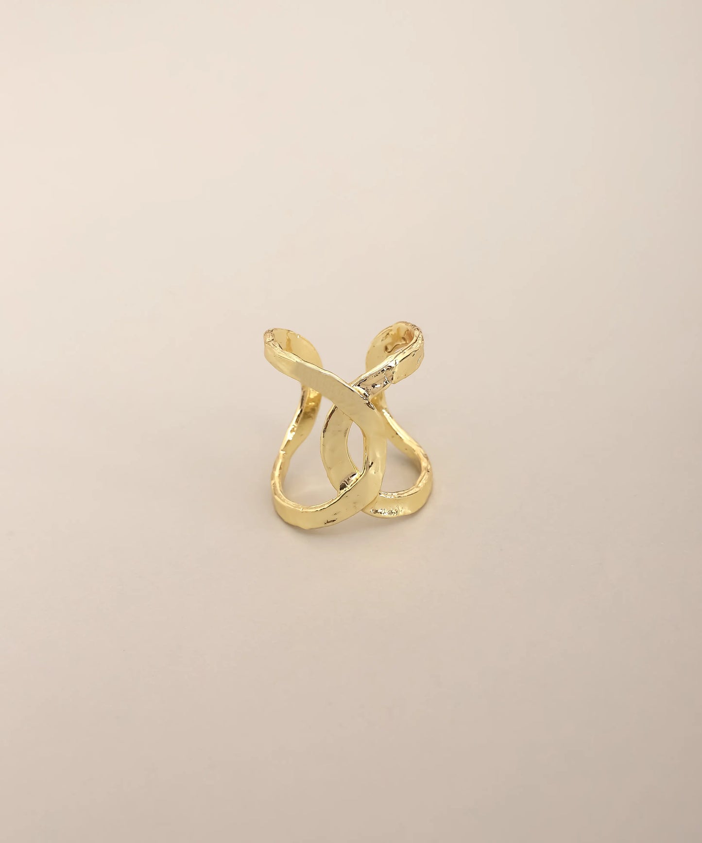 Gold Intertwined Open Structure Ring
