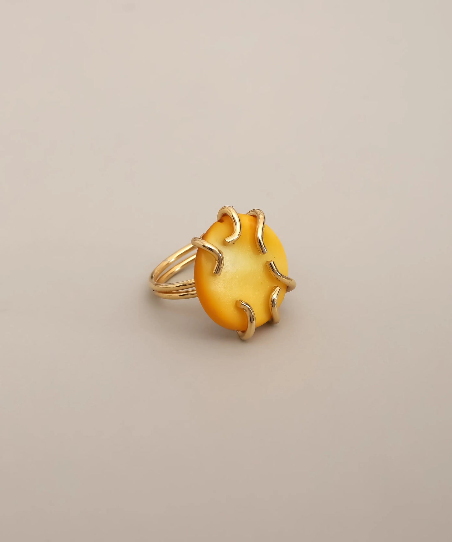 Yellow Stone Gold Adjustable Ring