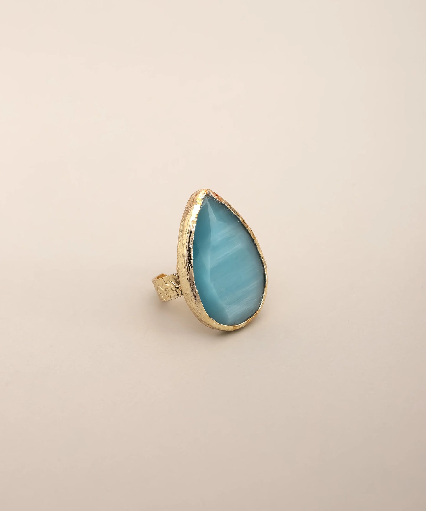 Blue Teardrop Stone Statement Ring