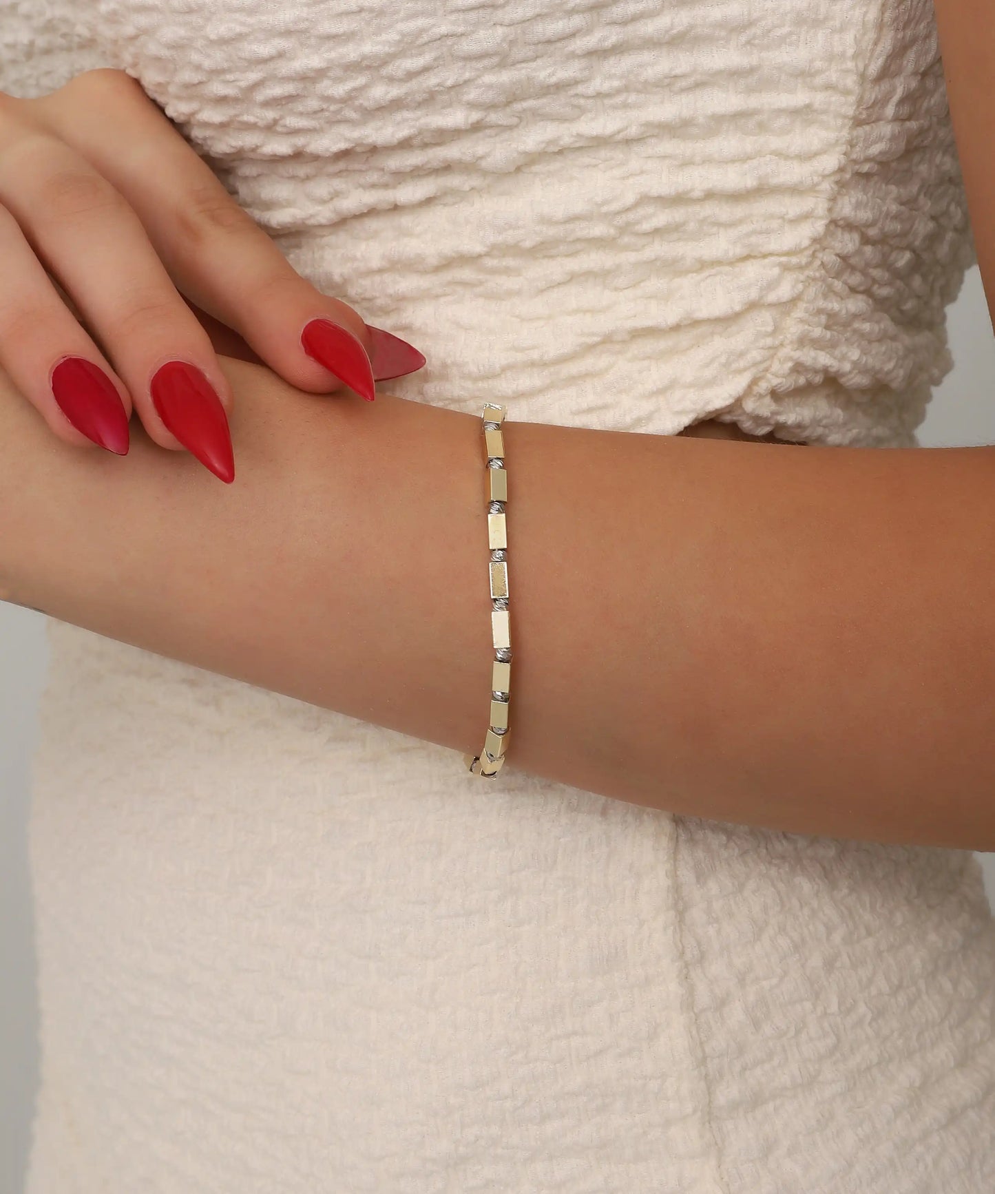 Gold Cube Link Minimal Bracelet