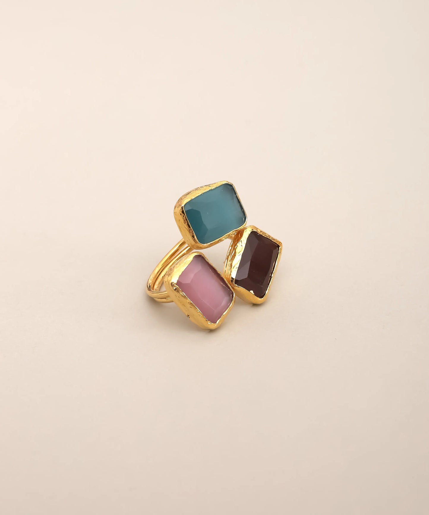 Triple Rectangle Stone Statement Ring