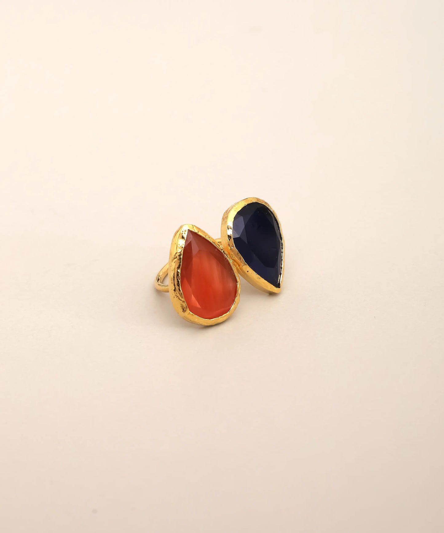 Dual Teardrop Stone Contrast Ring