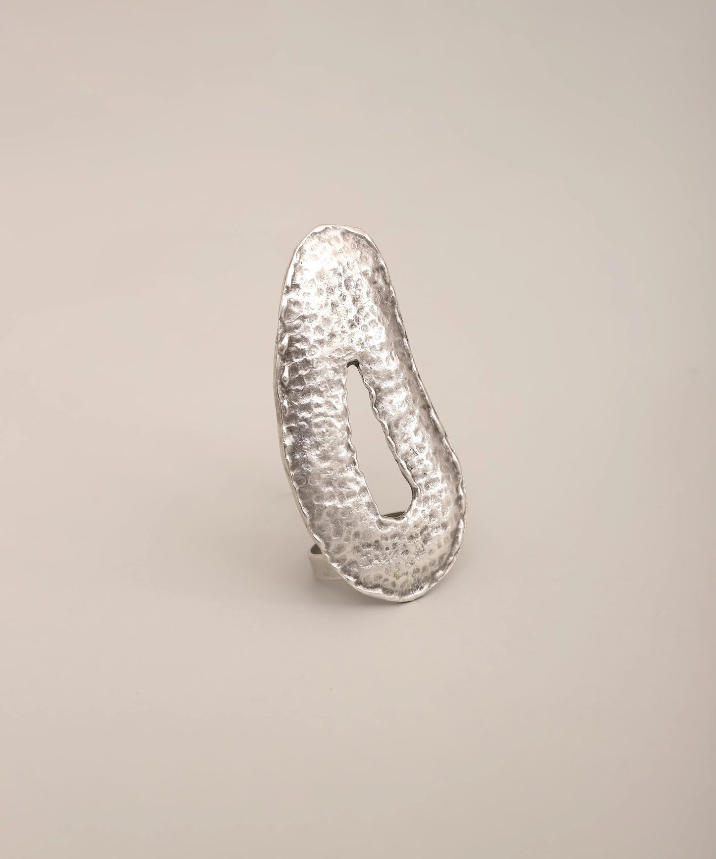 Silver Elongated Organic Cutout Ring