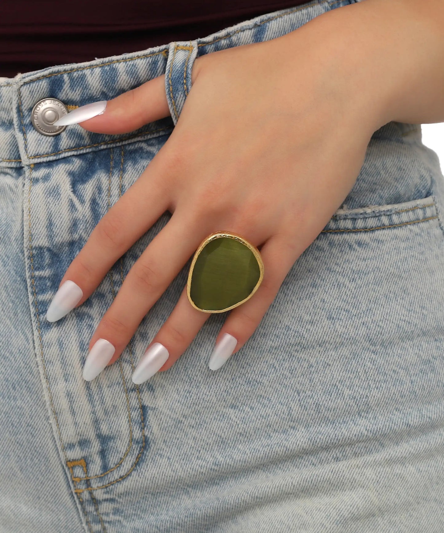Olive Stone Gold Statement Ring