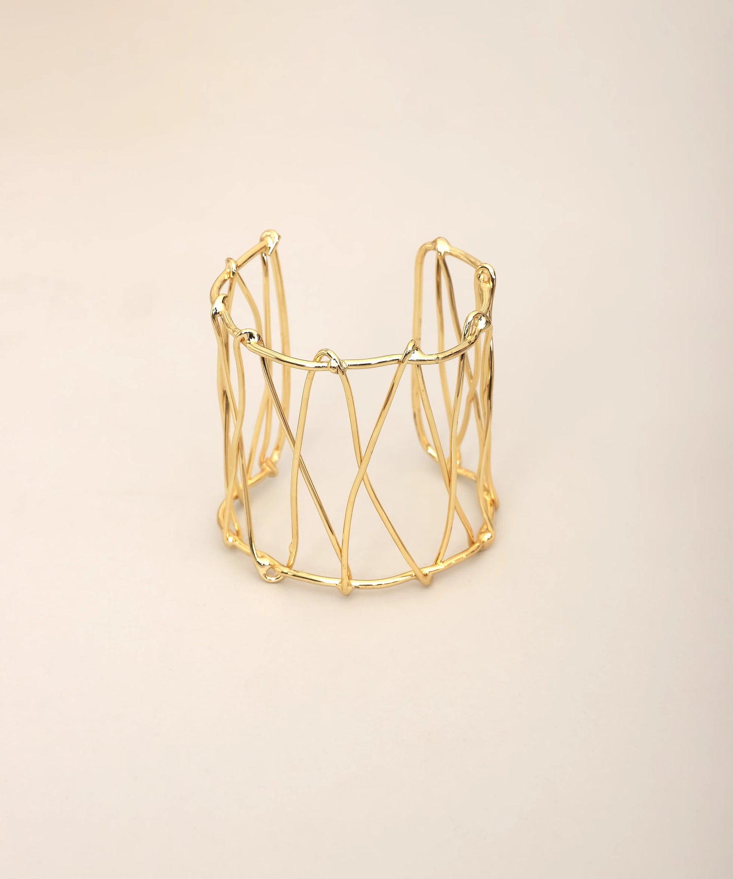 Gold Geometric Wire Cuff Bracelet