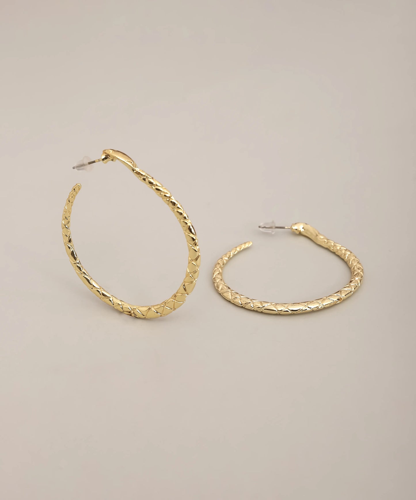 Gold Braided Texture Hoop Earrings