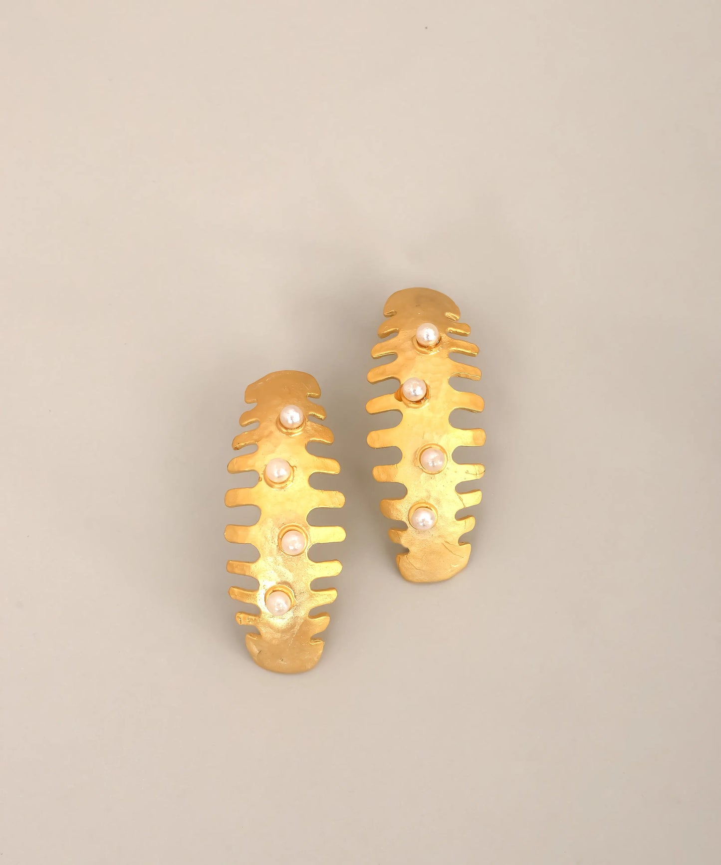 Gold Organic Pearl Accent Statement Earrings