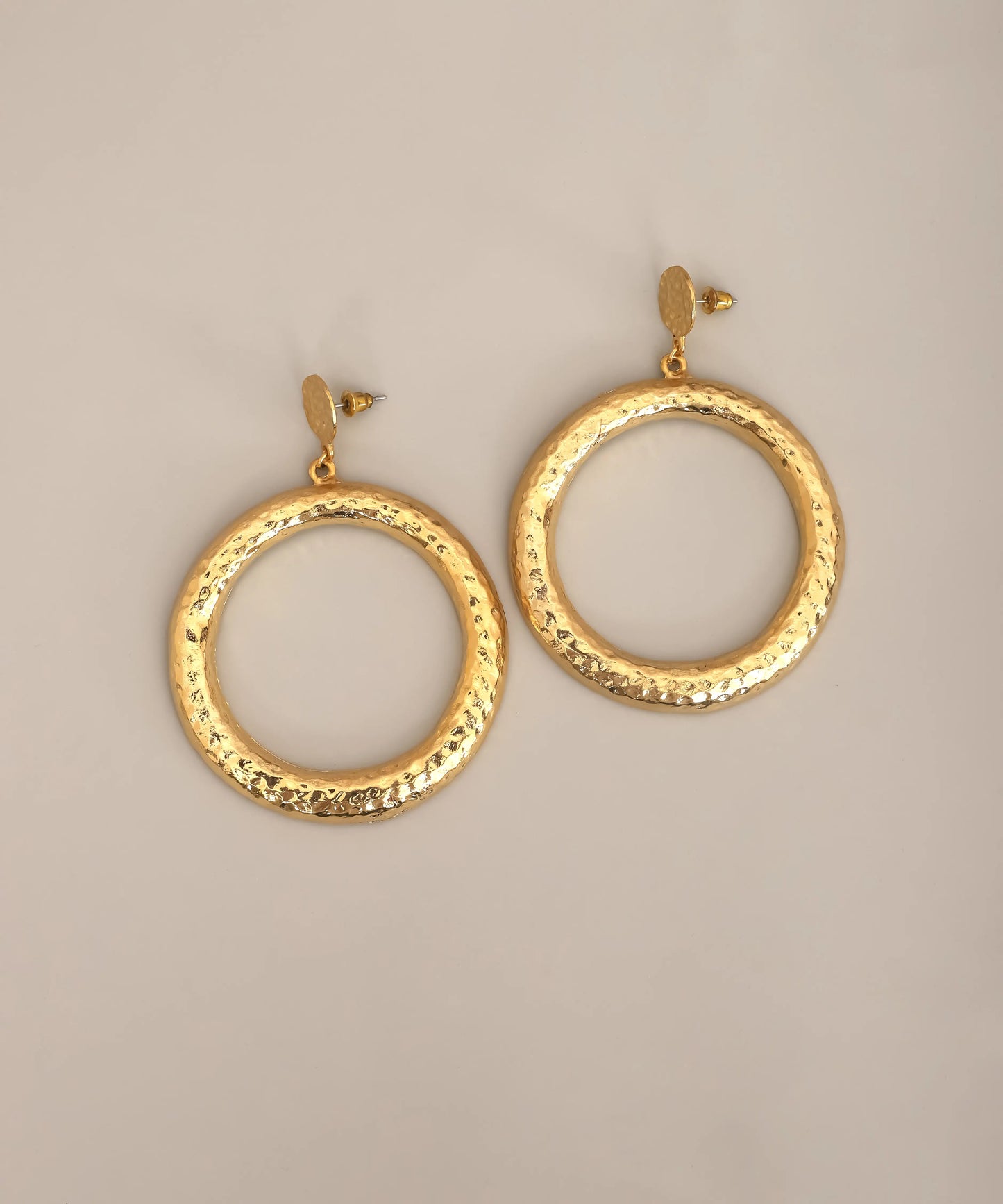 Hammered Gold Circle Drop Earrings