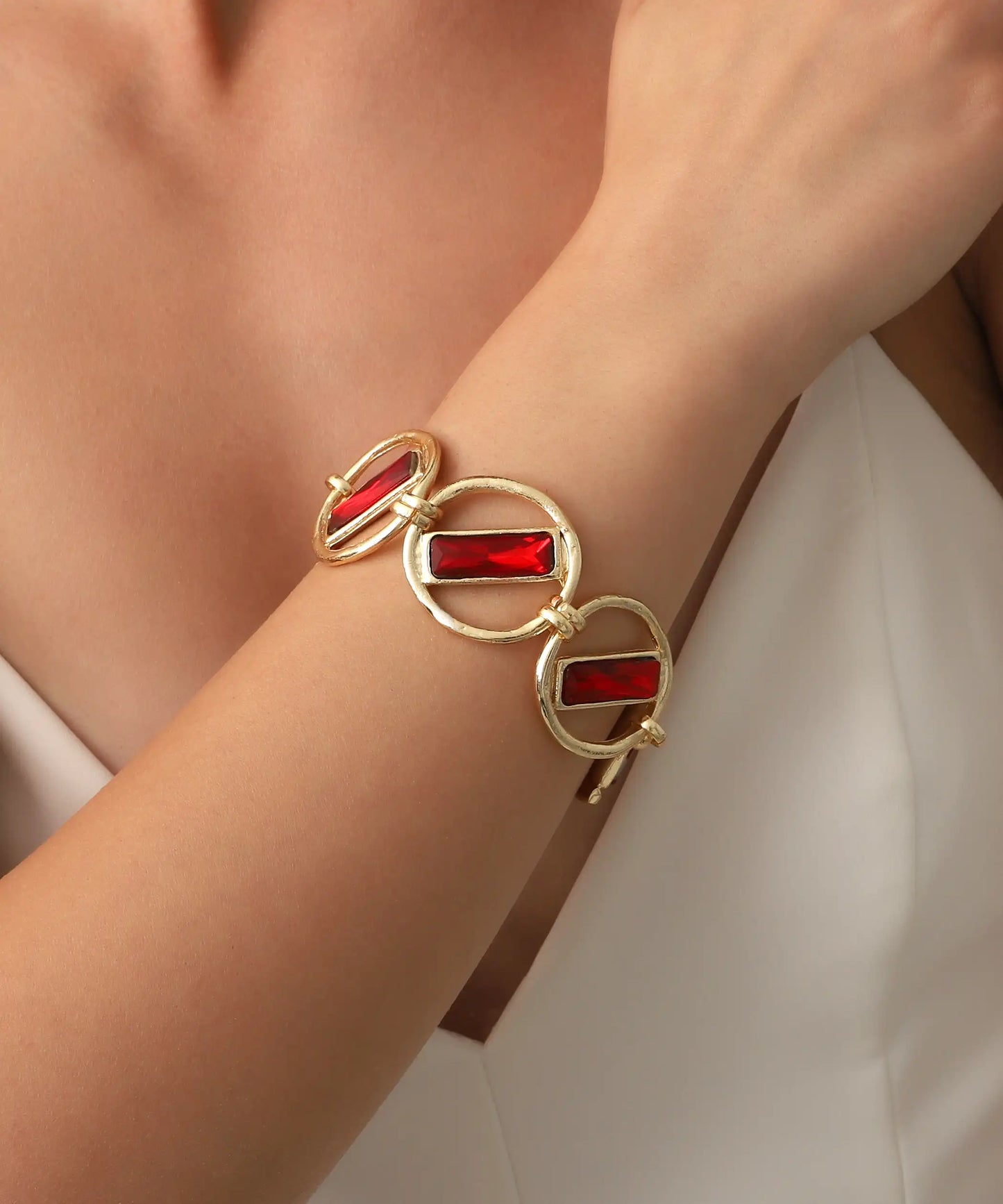 Gold Plated Red Stone Bracelet