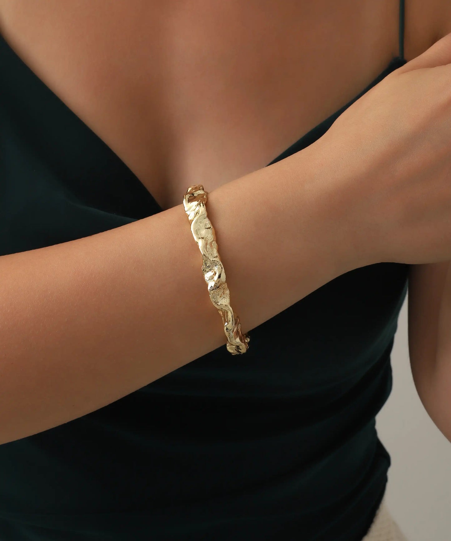 Gold Plated Hammered Bracelet