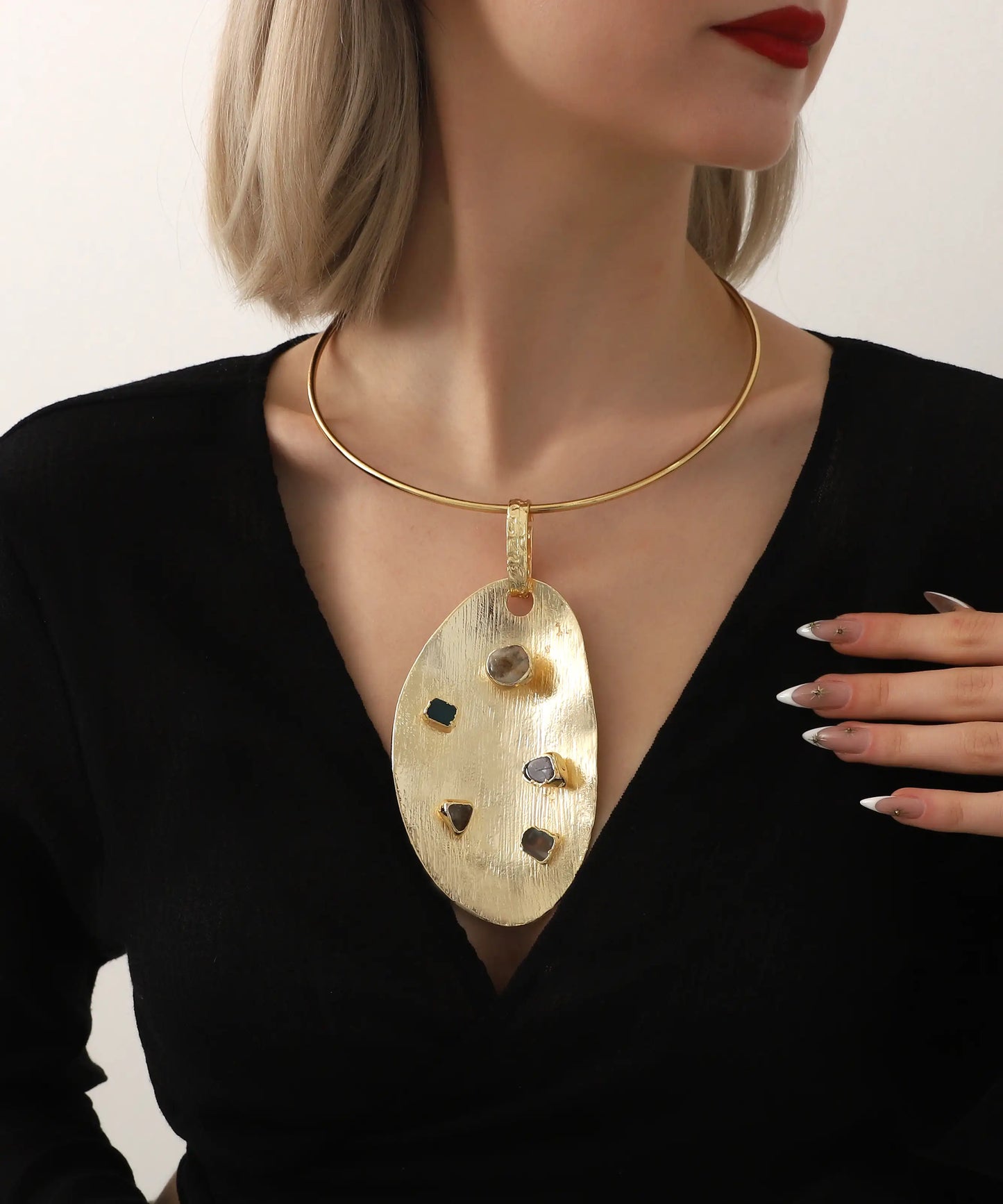 Gold Plated Natural Stone Necklace