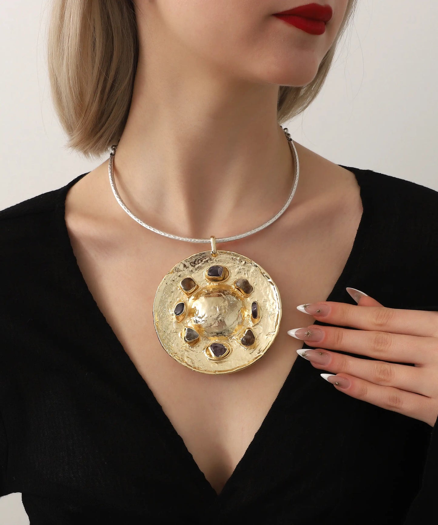 Gold Plated Natural Stone Necklace