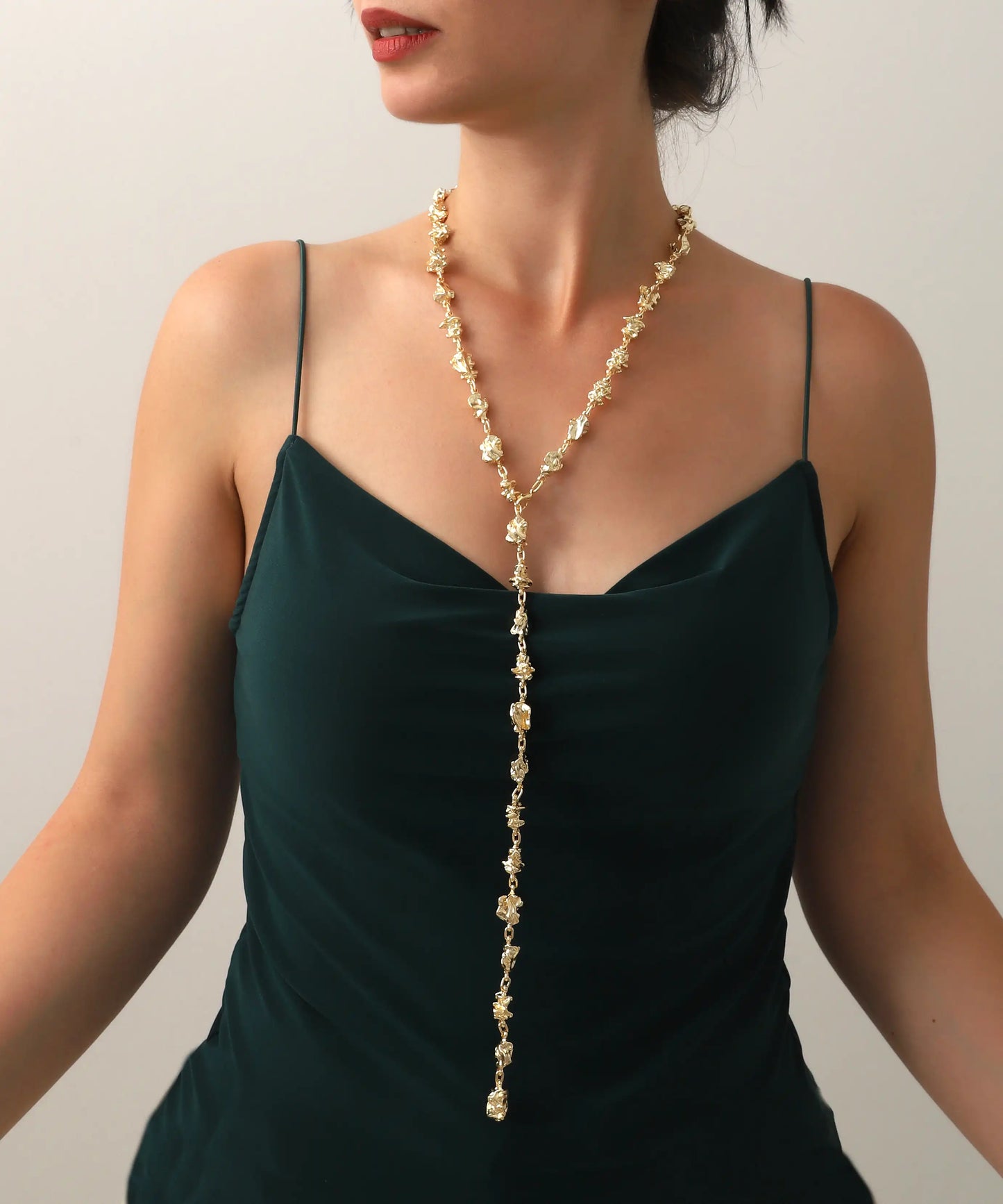 Gold Plated Lariat Y Necklace