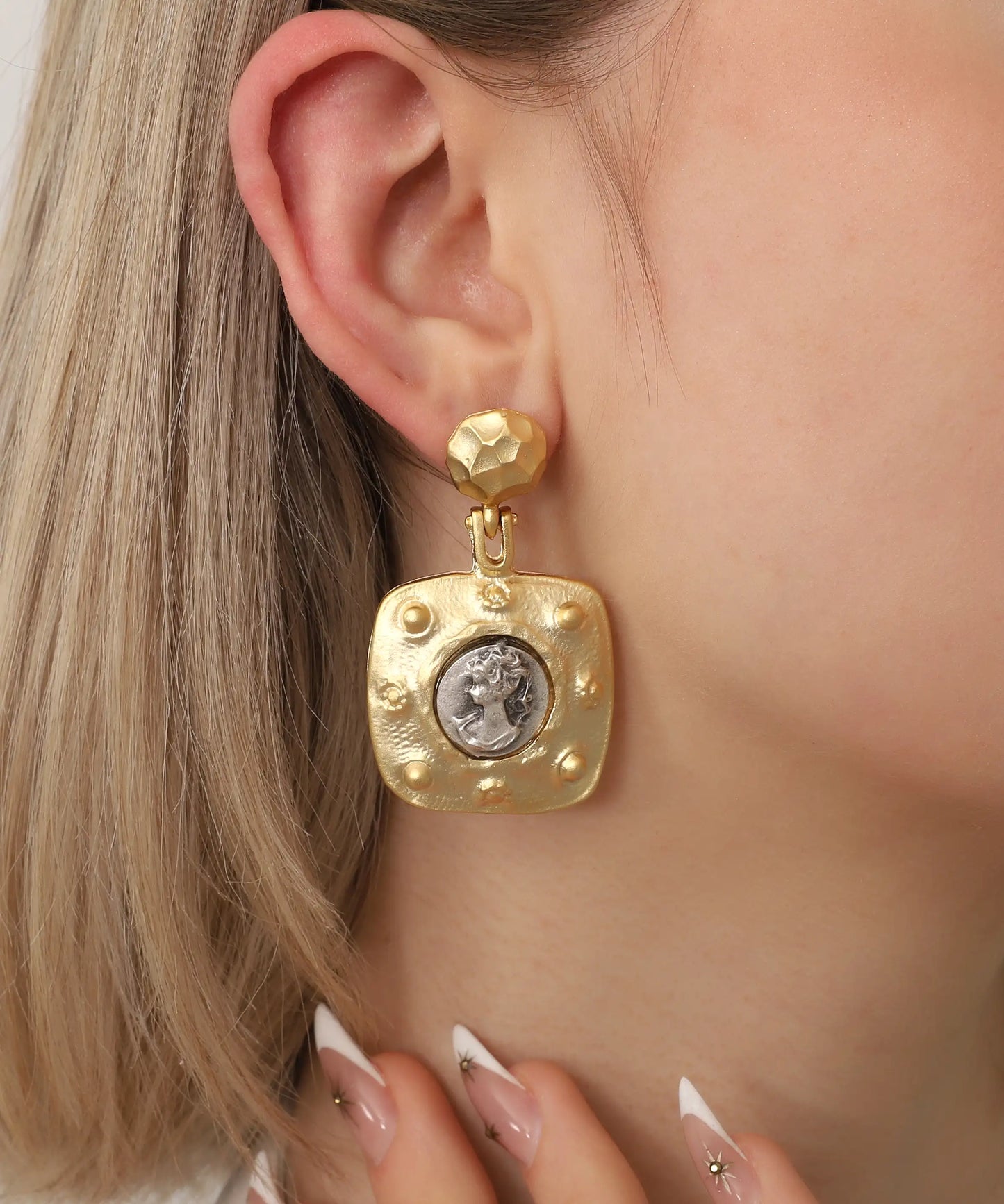 Gold Plated Antique Dangle Earrings