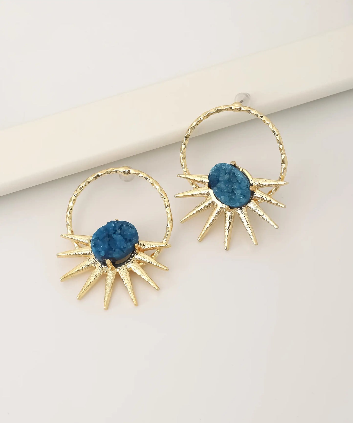 Gold Plated Blue Stone Earrings