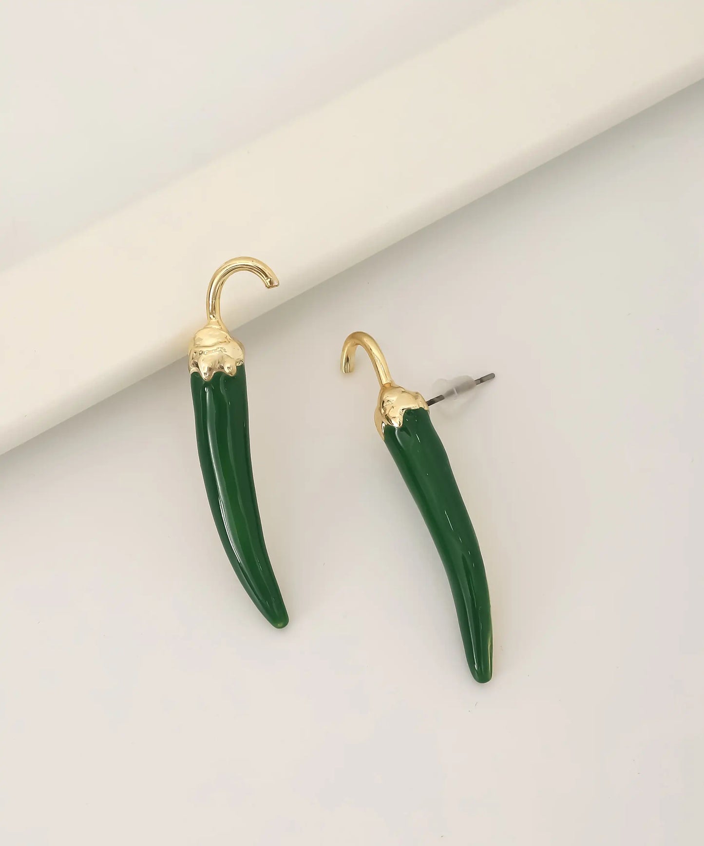Gold Plated Green Pepper Earrings