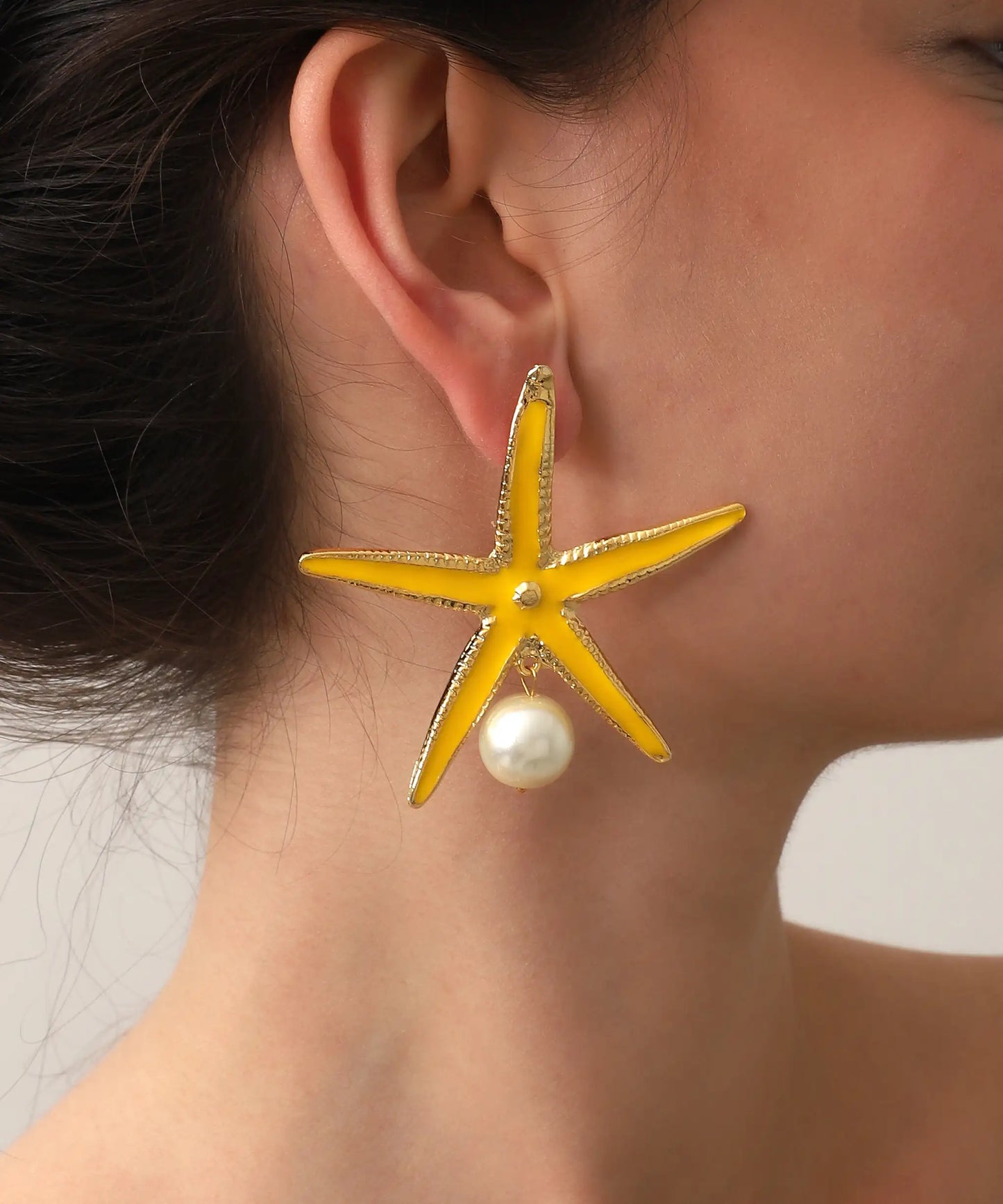 Gold Plated Yellow Starfish Earrings