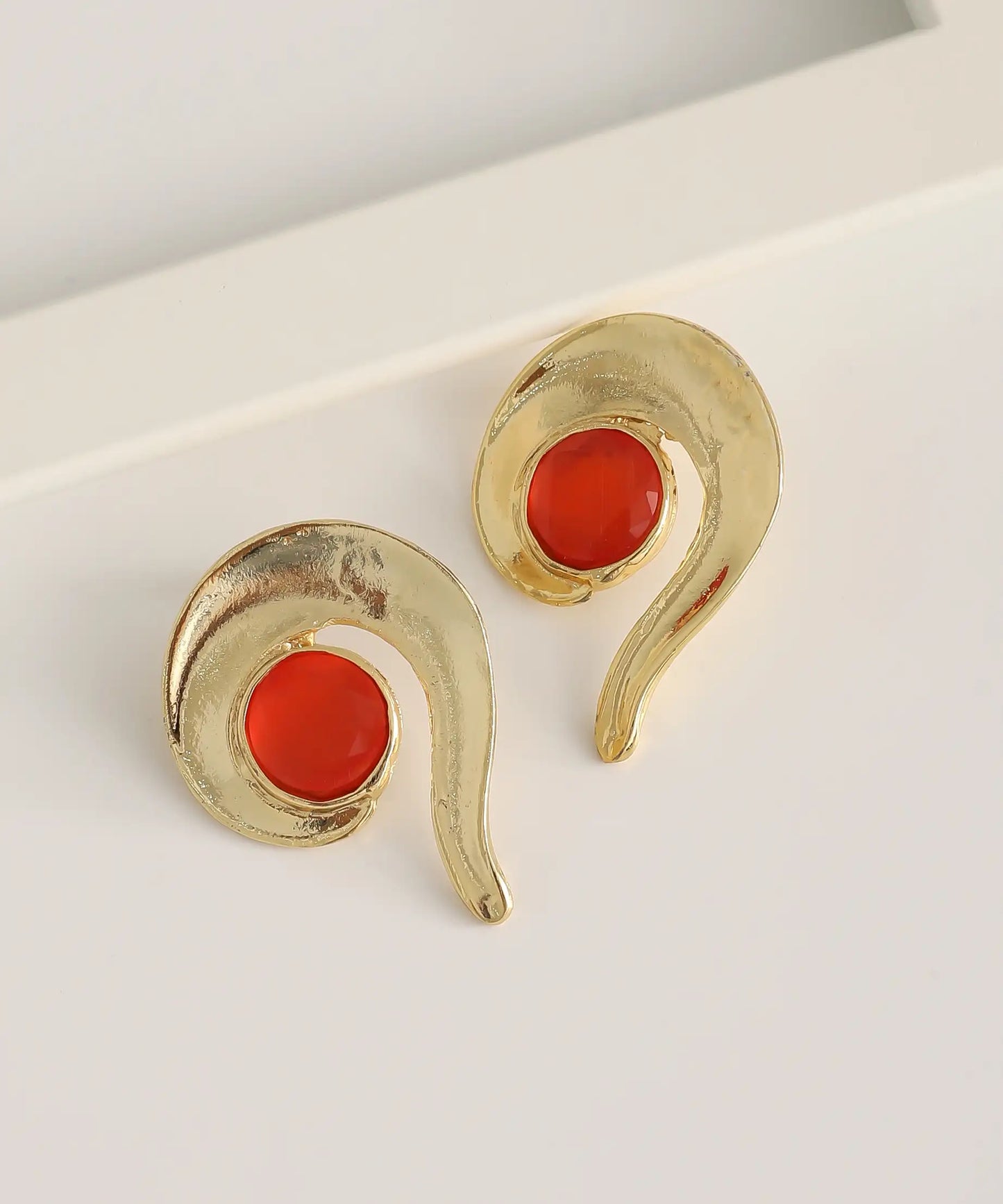 Gold Plated Orange Stone Earrings