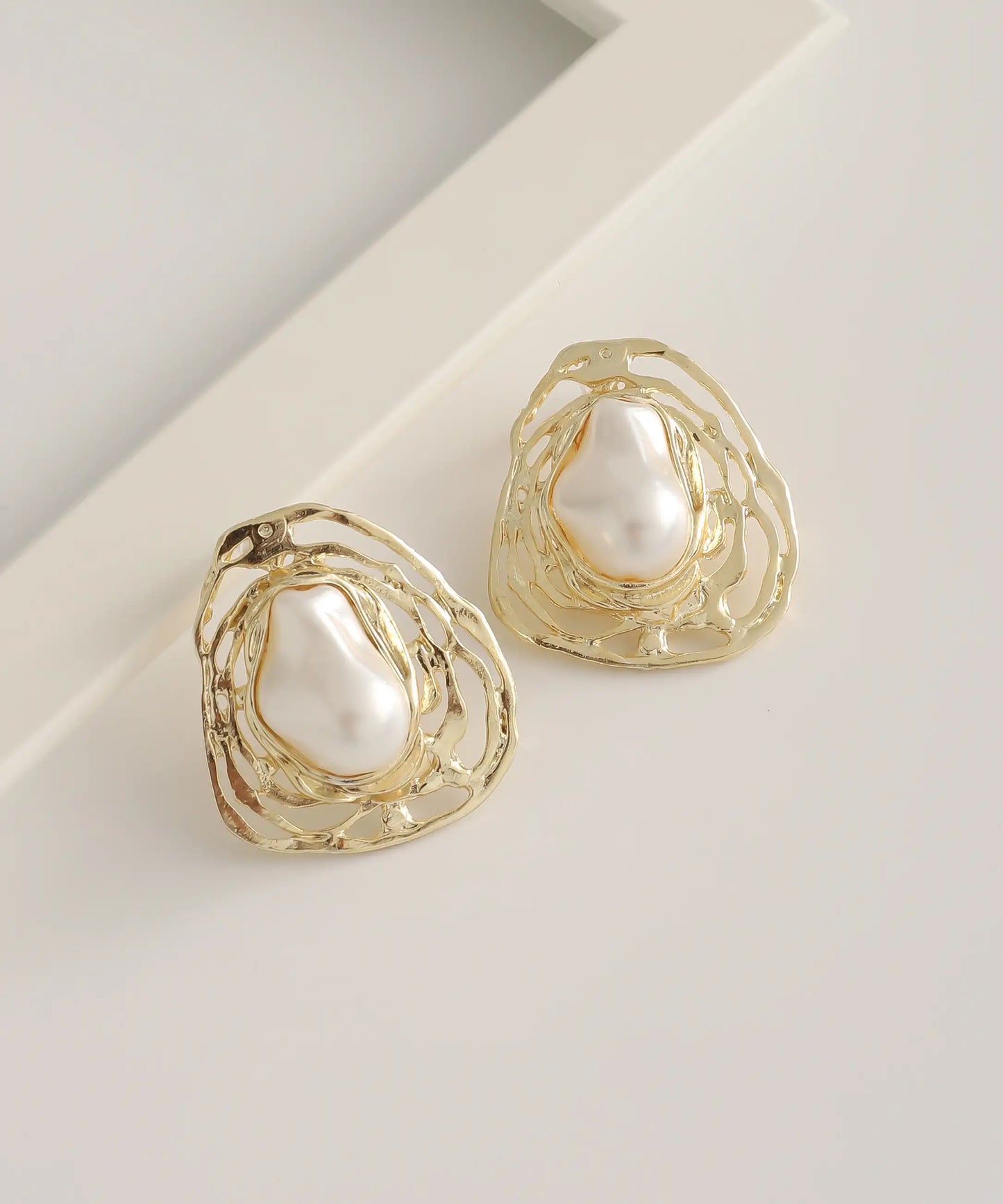 Gold Plated Pearl Earrings