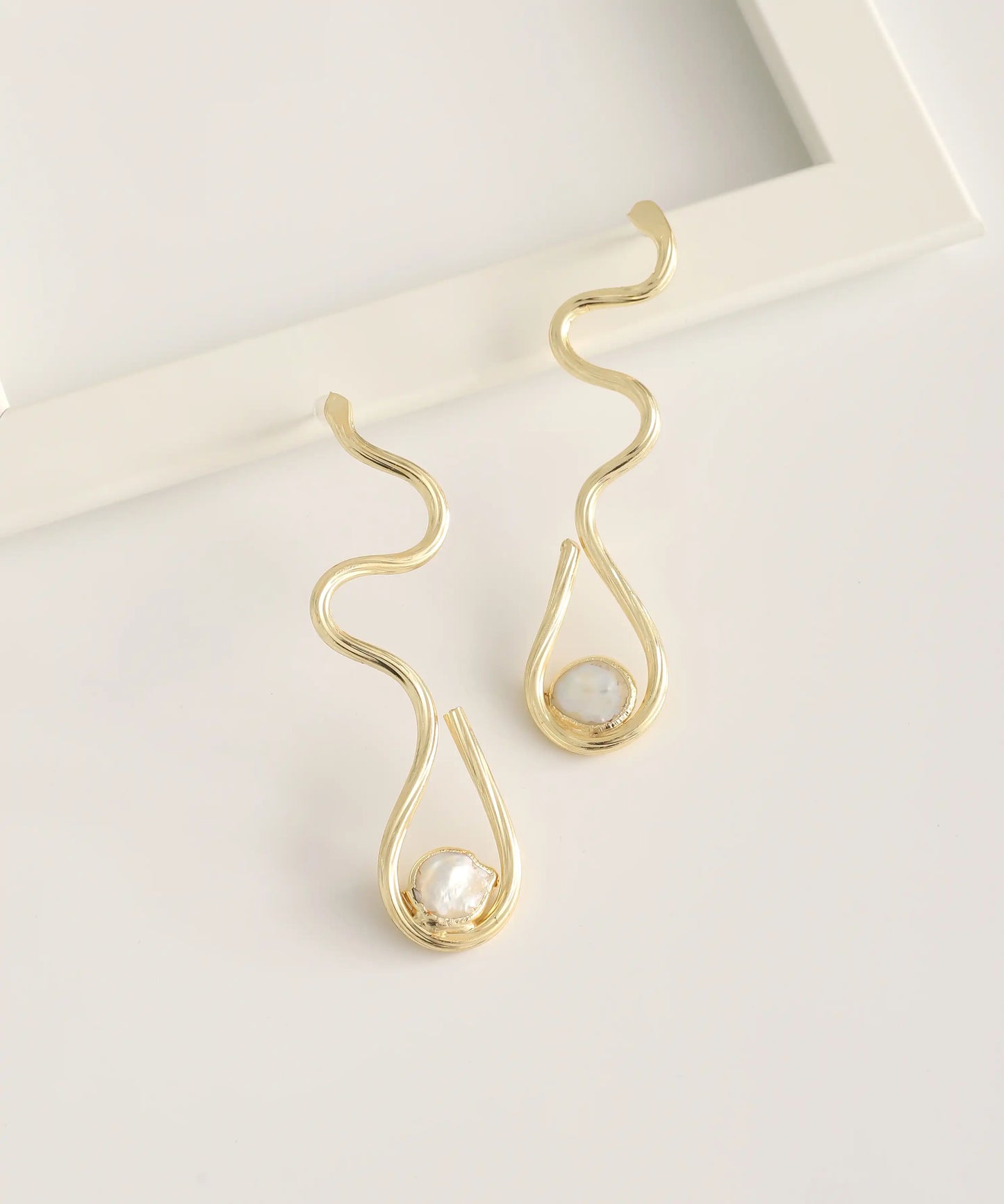 Gold Plated Drop Stone Earrings