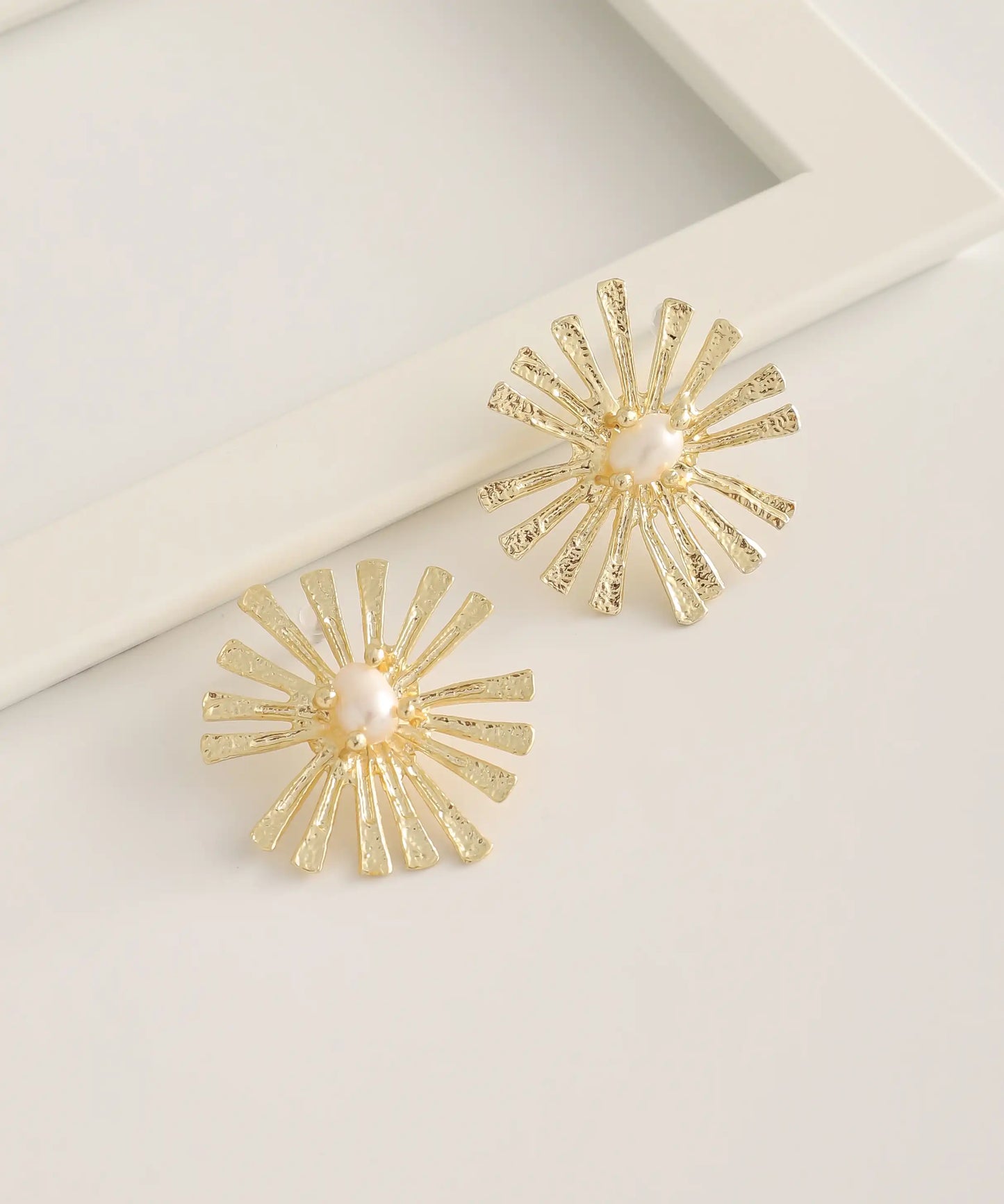 Gold Plated Abstract Stone Earrings