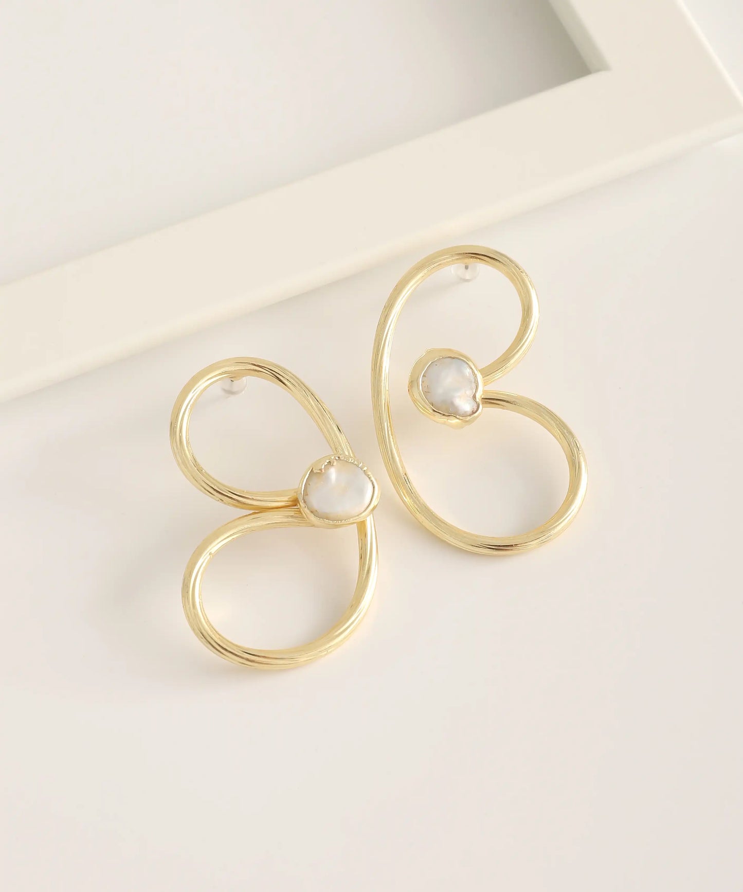 Gold Plated Stone Flower Earrings