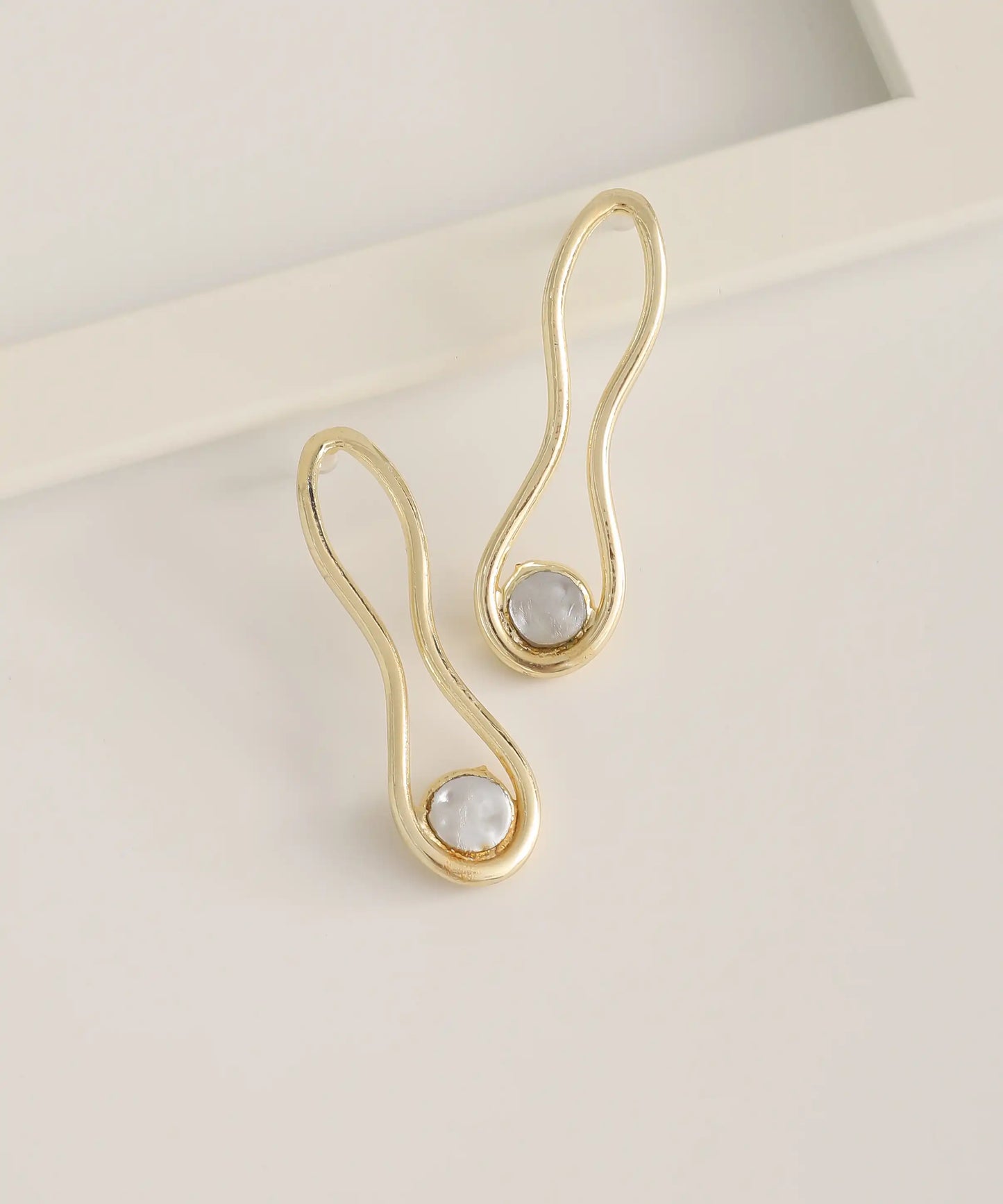 Gold Plated Drop Stone Earrings