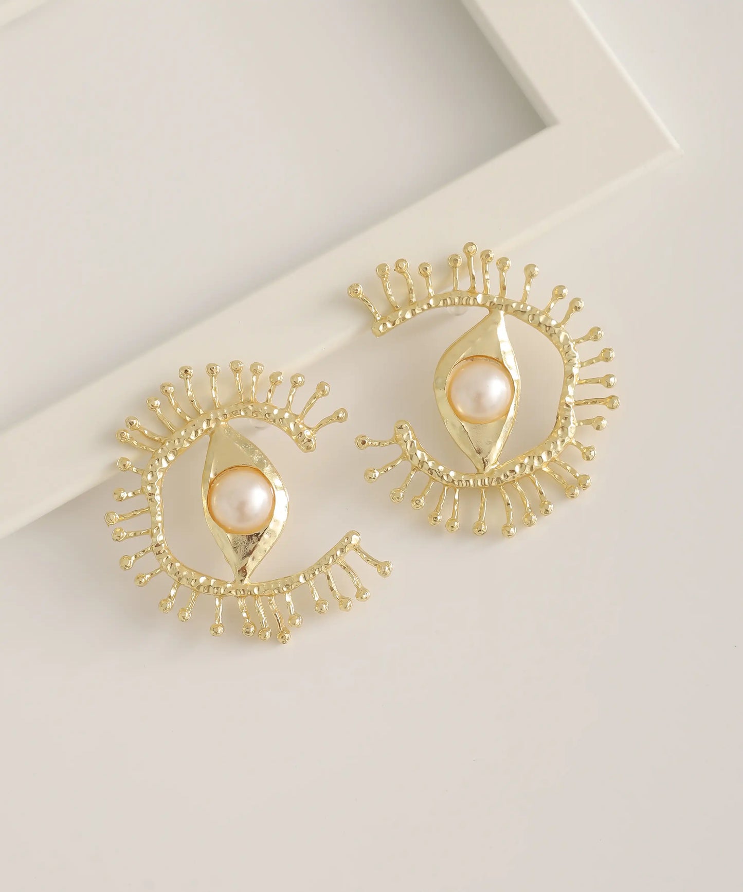 Gold Plated Circle Eye Earrings