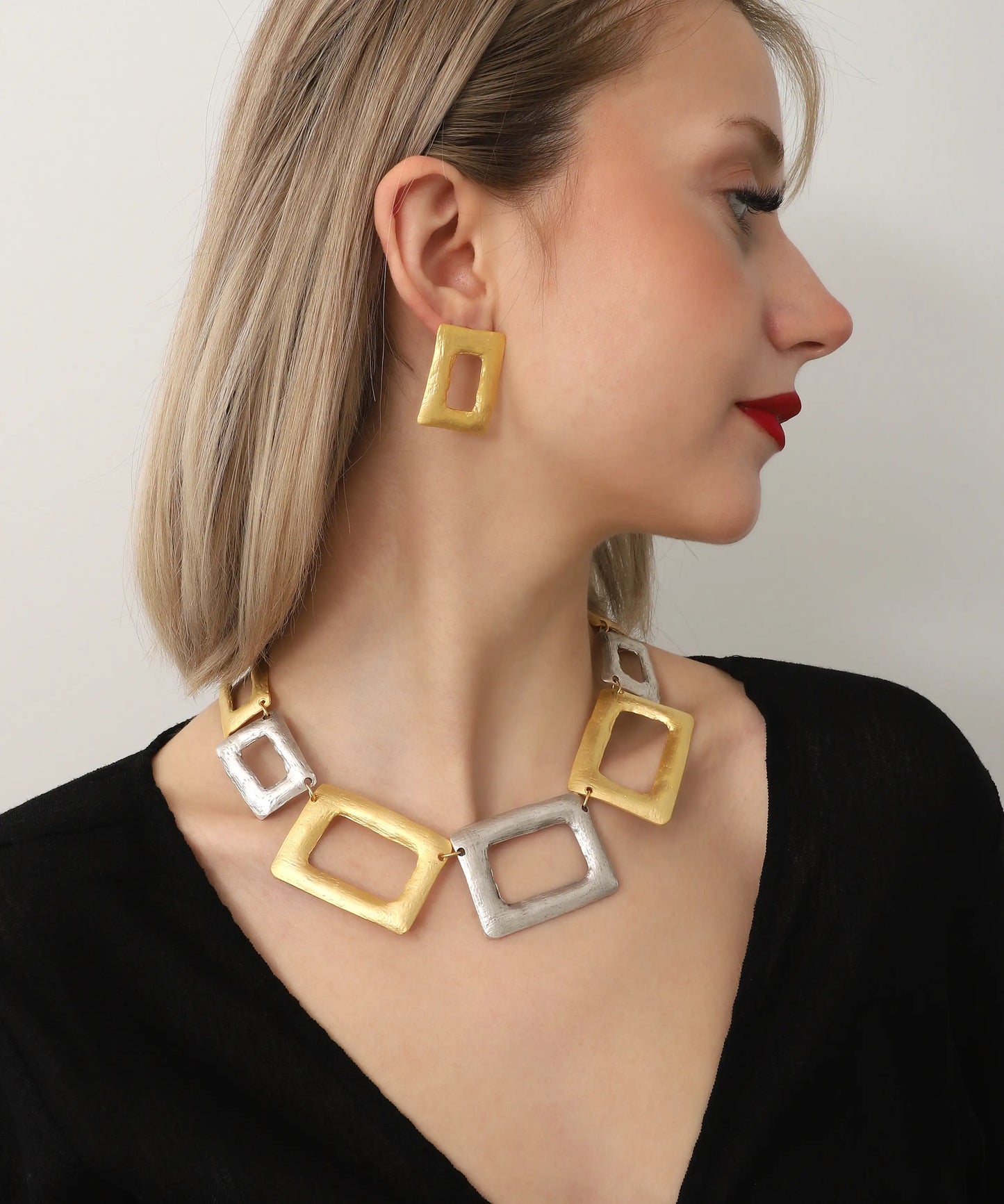 Gold And Silver Plated Geometric Jewelry Set