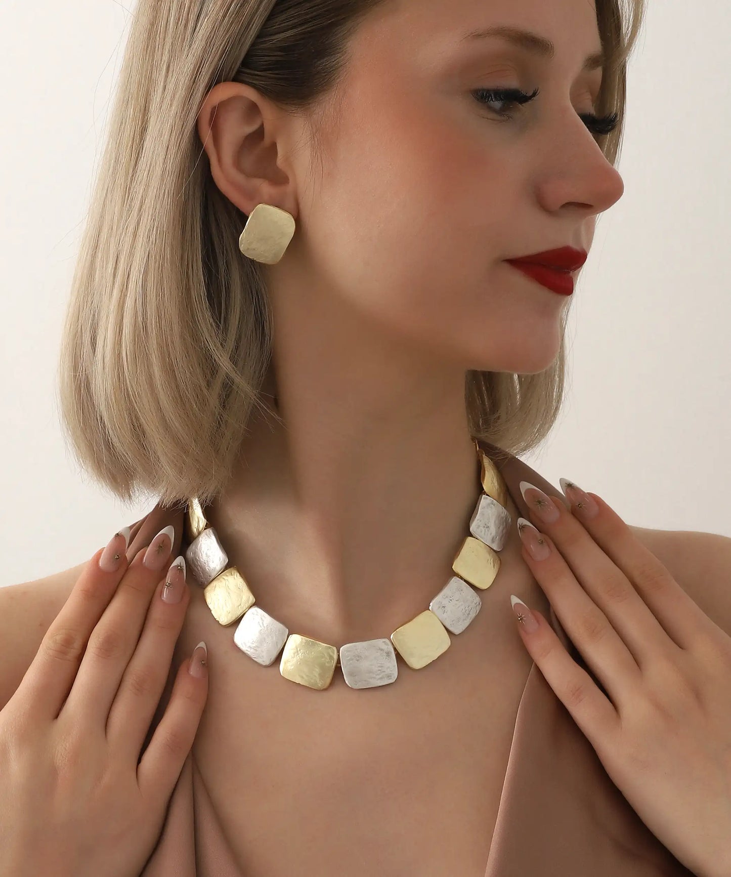 Gold And Silver Plated Geometric Jewelry Set