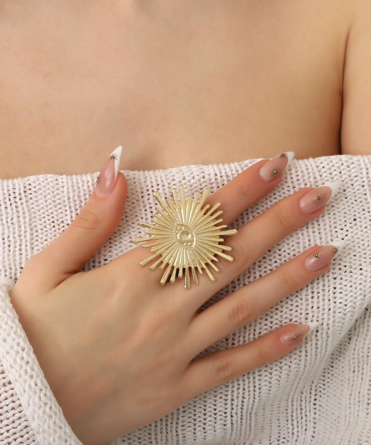Gold Plated Abstract Sun Ring