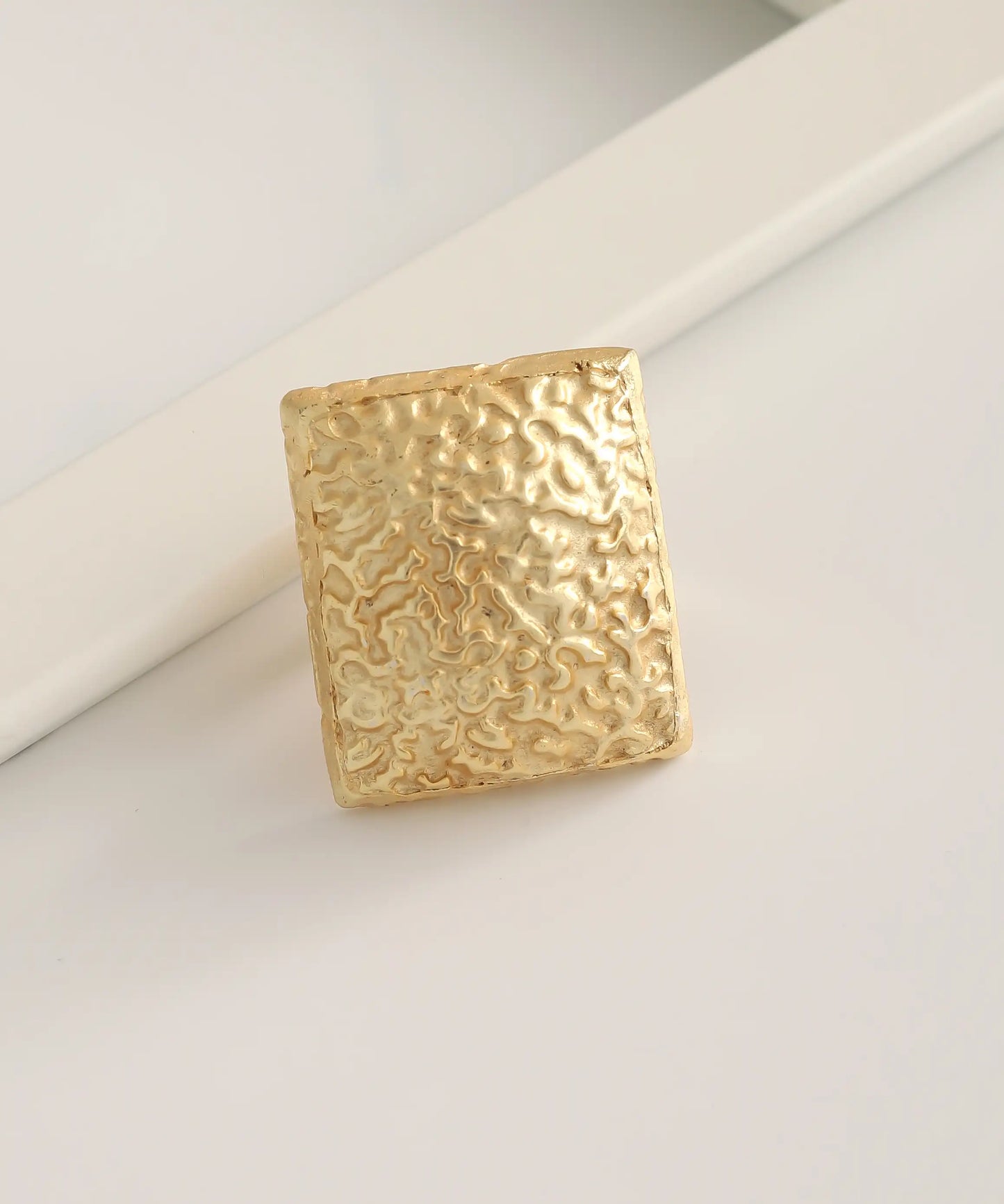 Gold Plated Hammered Geometric Ring
