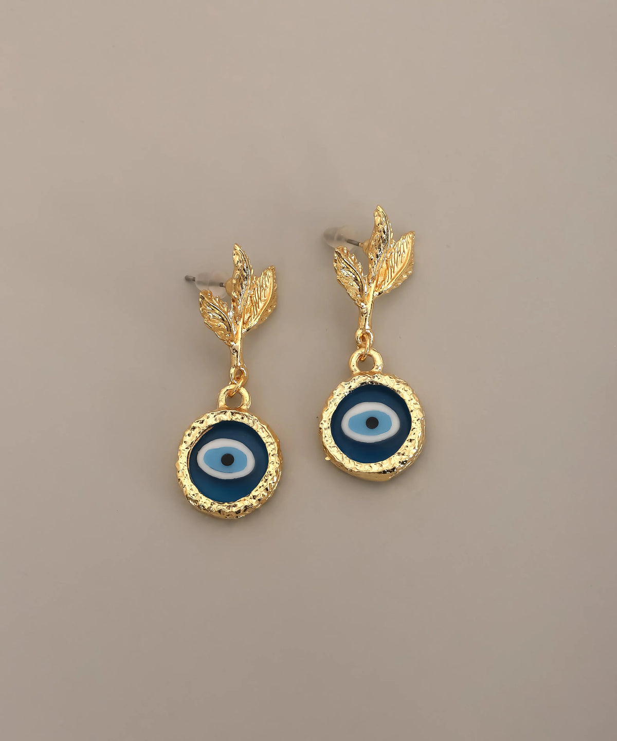 Evil Eye Leaf Dangle Earrings